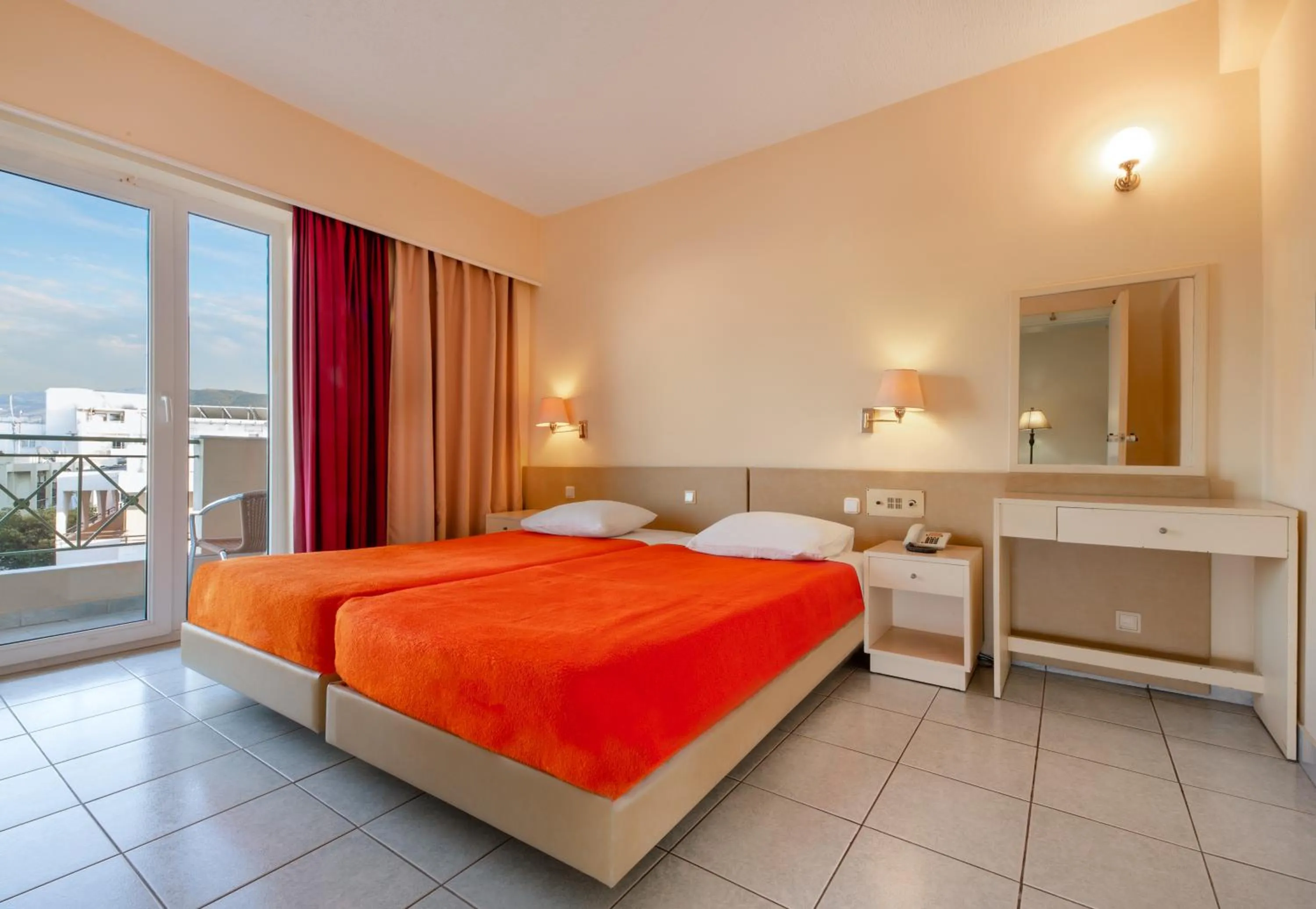 Balcony/Terrace, Bed in Pavlos Hotel