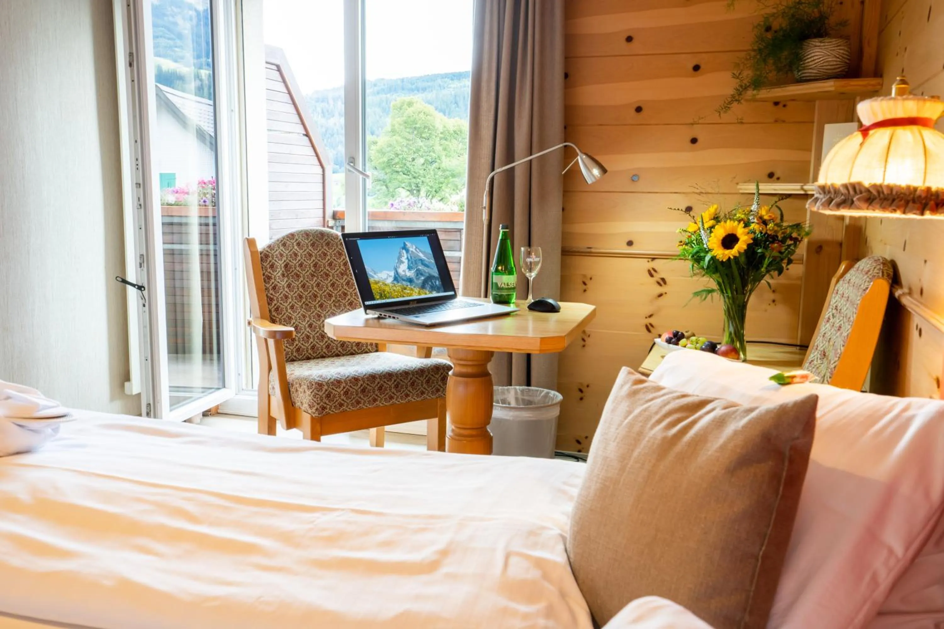 Seating area, Bed in Hotel Sonne