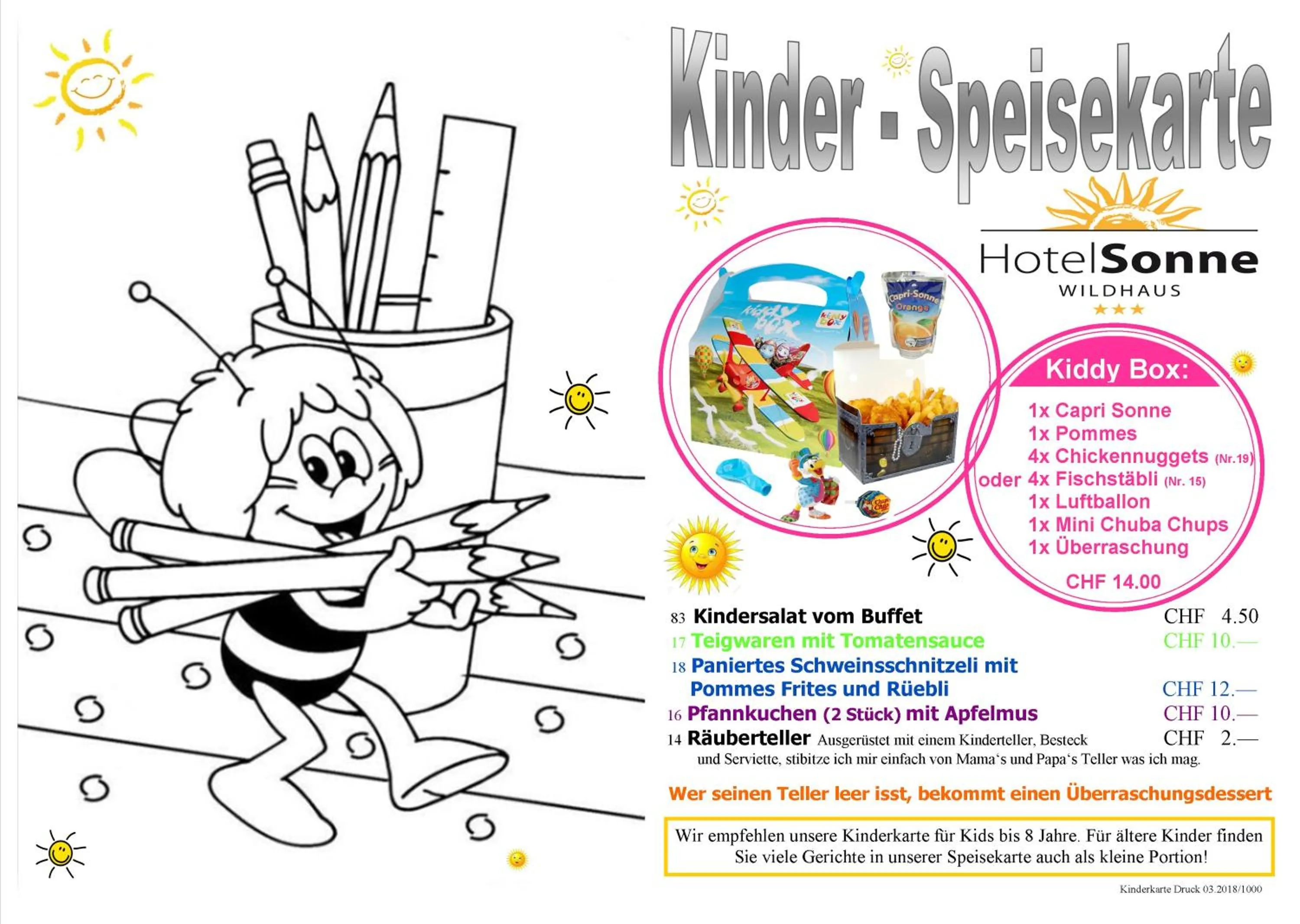 Food and drinks in Hotel Sonne