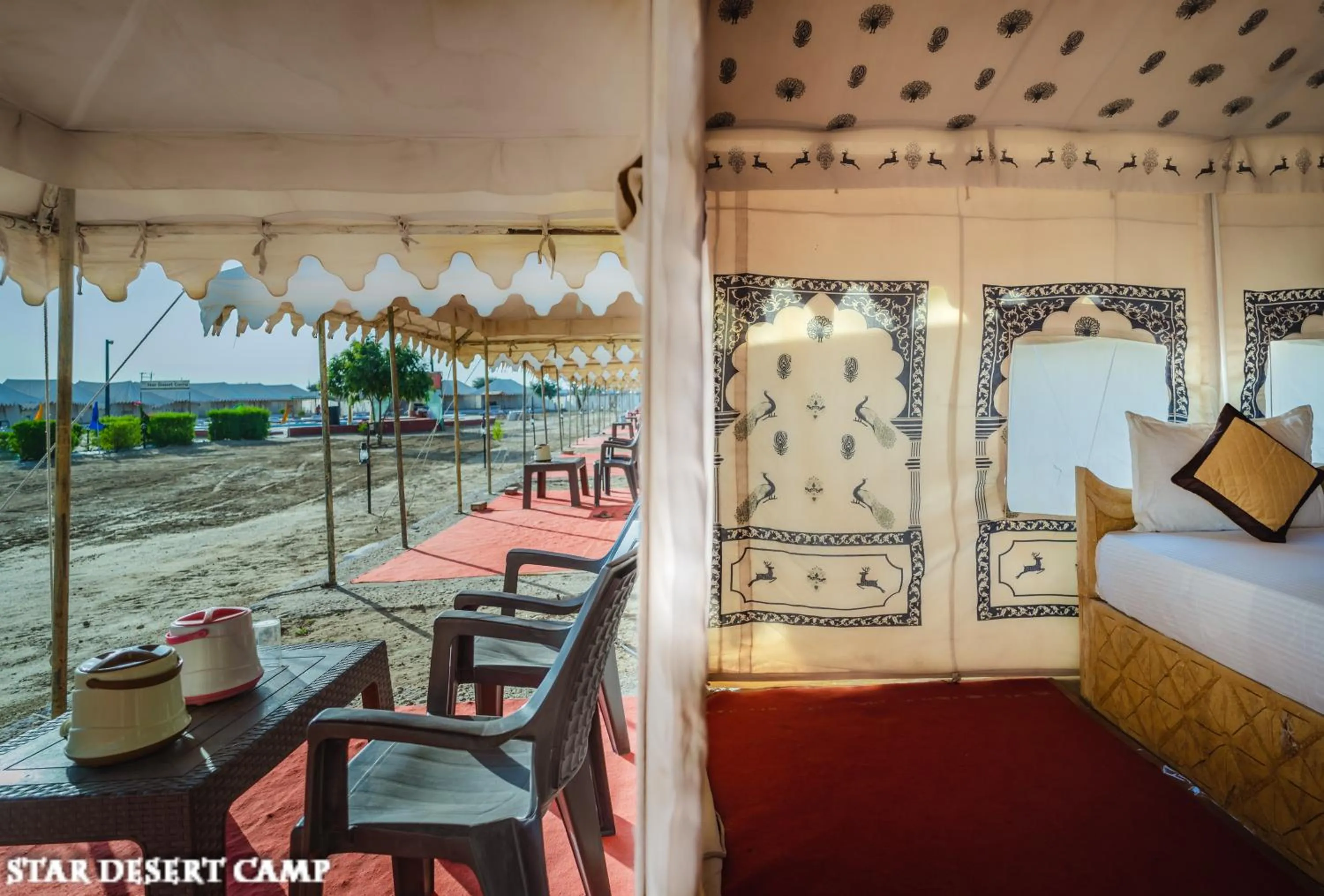 Seating area, Bed in Star Desert Camp Jaisalmer