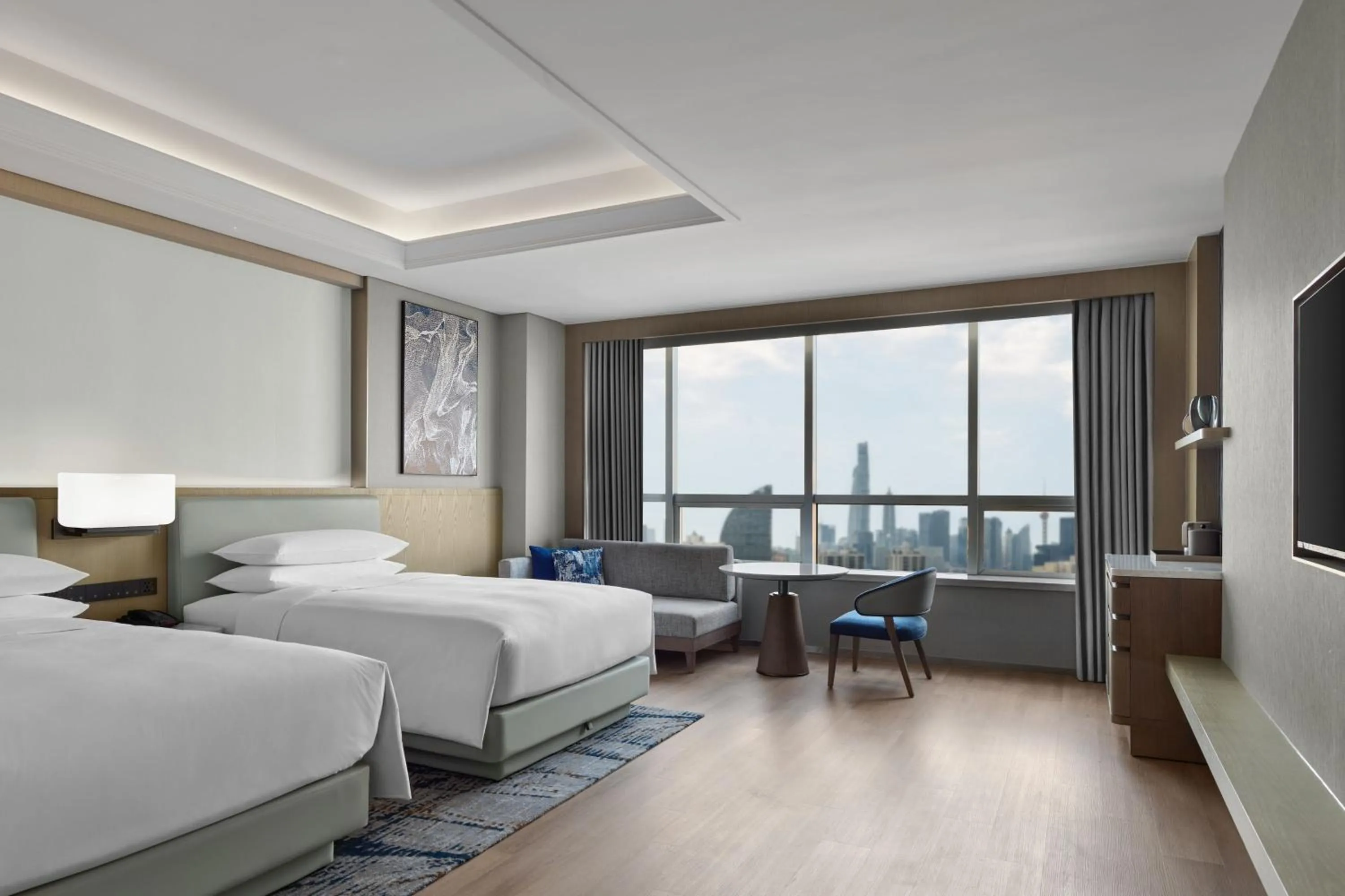 Bedroom, Bed in Shanghai Marriott Hotel Yangpu Riverside