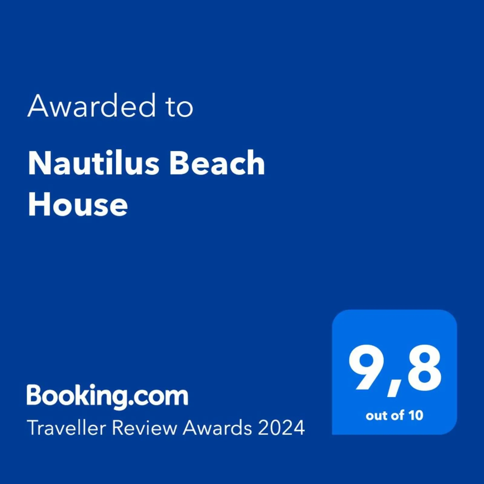 Certificate/Award in Nautilus Beach House