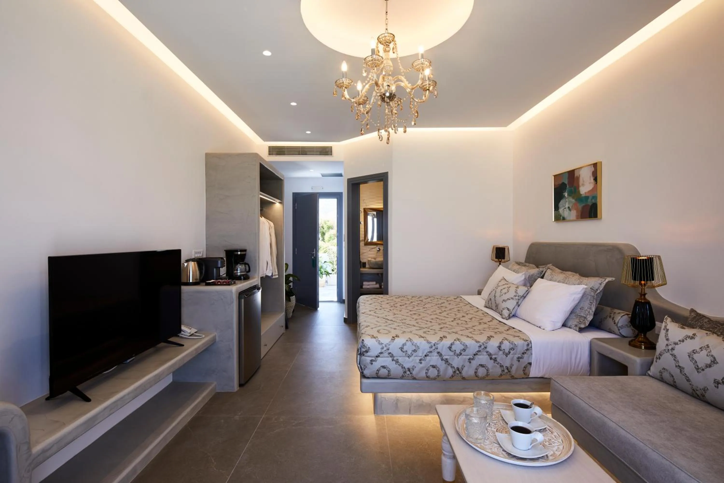 Bed in Amara Suites Santorini