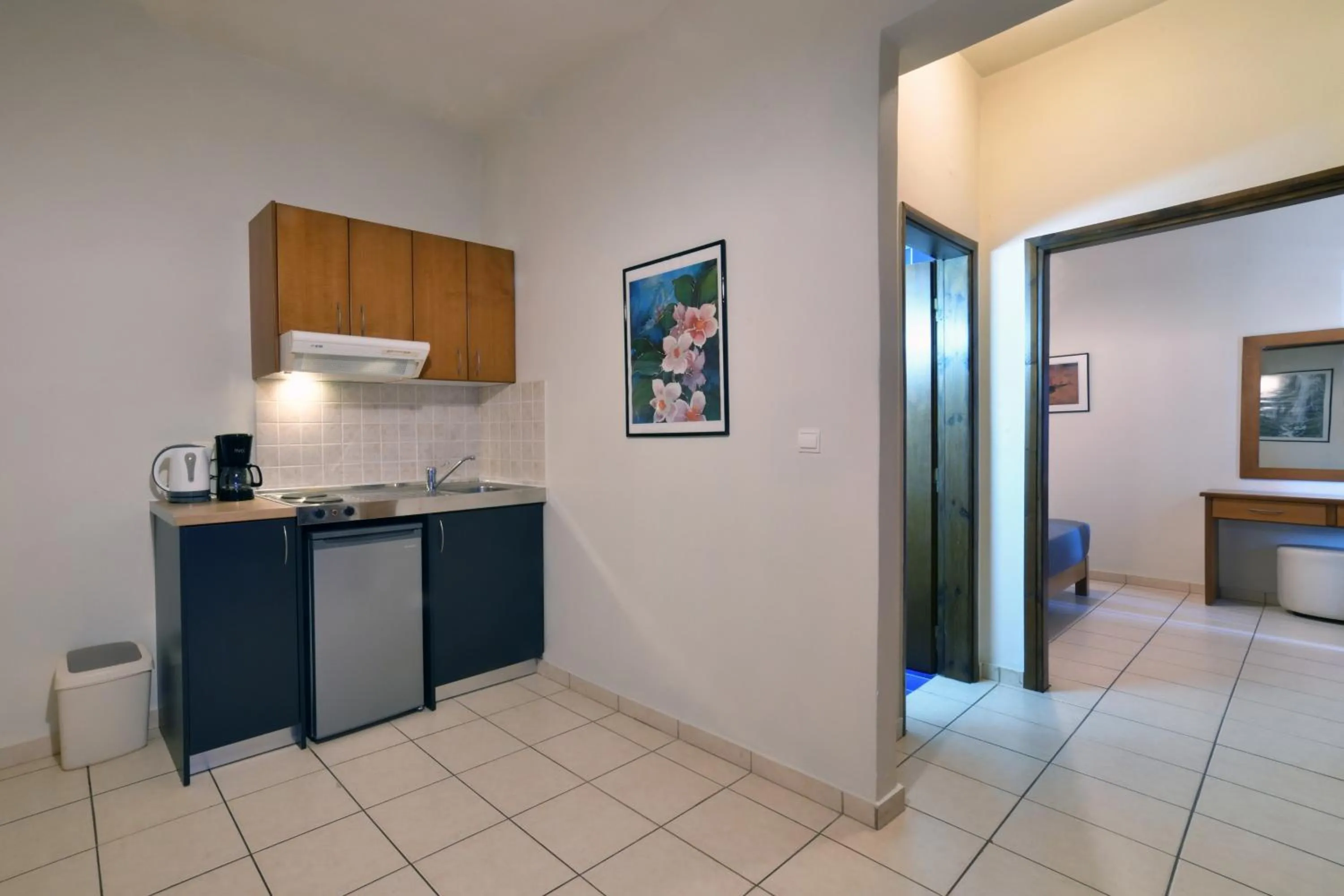 Kitchen or kitchenette in Akatos Hotel