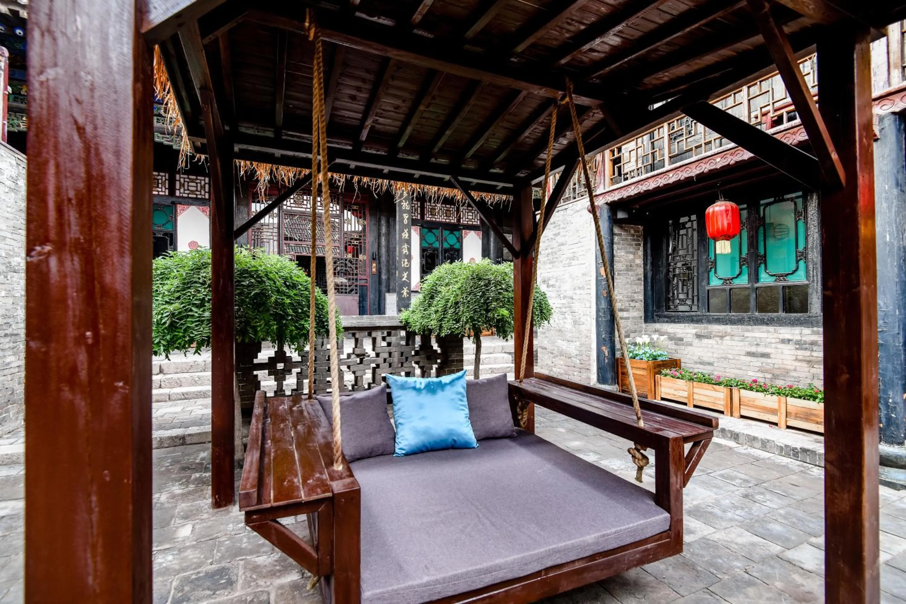 Seating area in Elsewhere Hotel The former residence of the draft bank