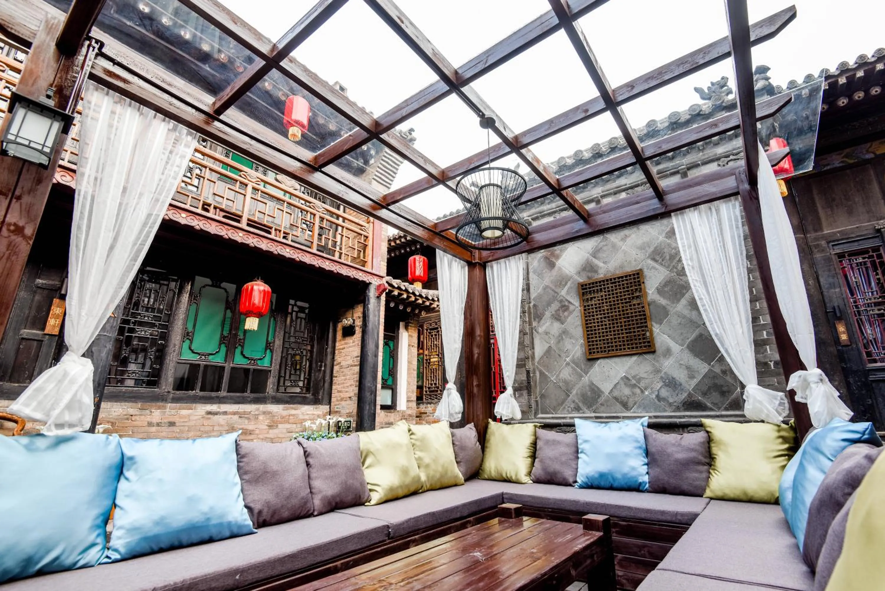 Seating area in Elsewhere Hotel The former residence of the draft bank