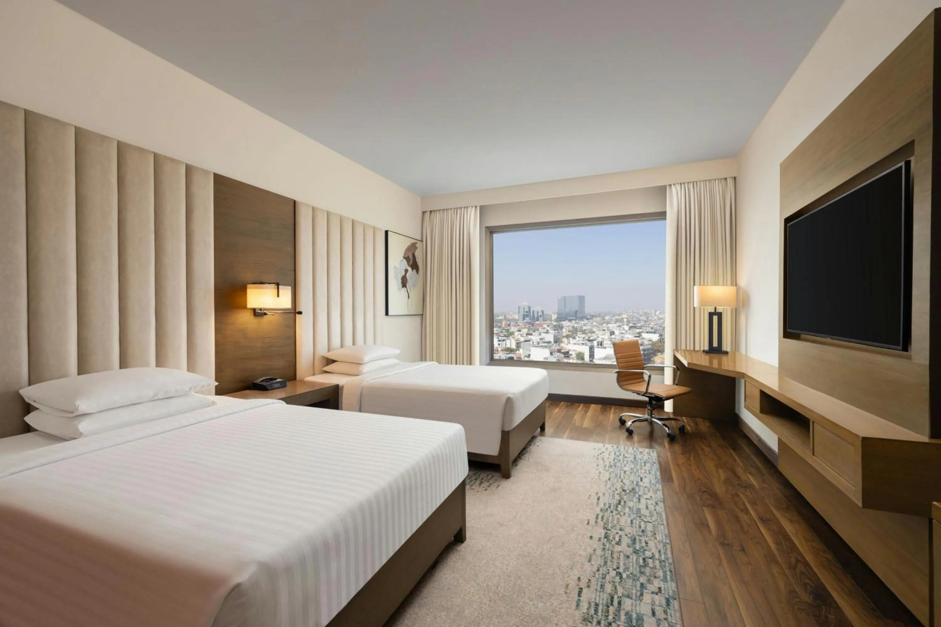 Swimming pool, Bed in Courtyard by Marriott Gurugram Downtown