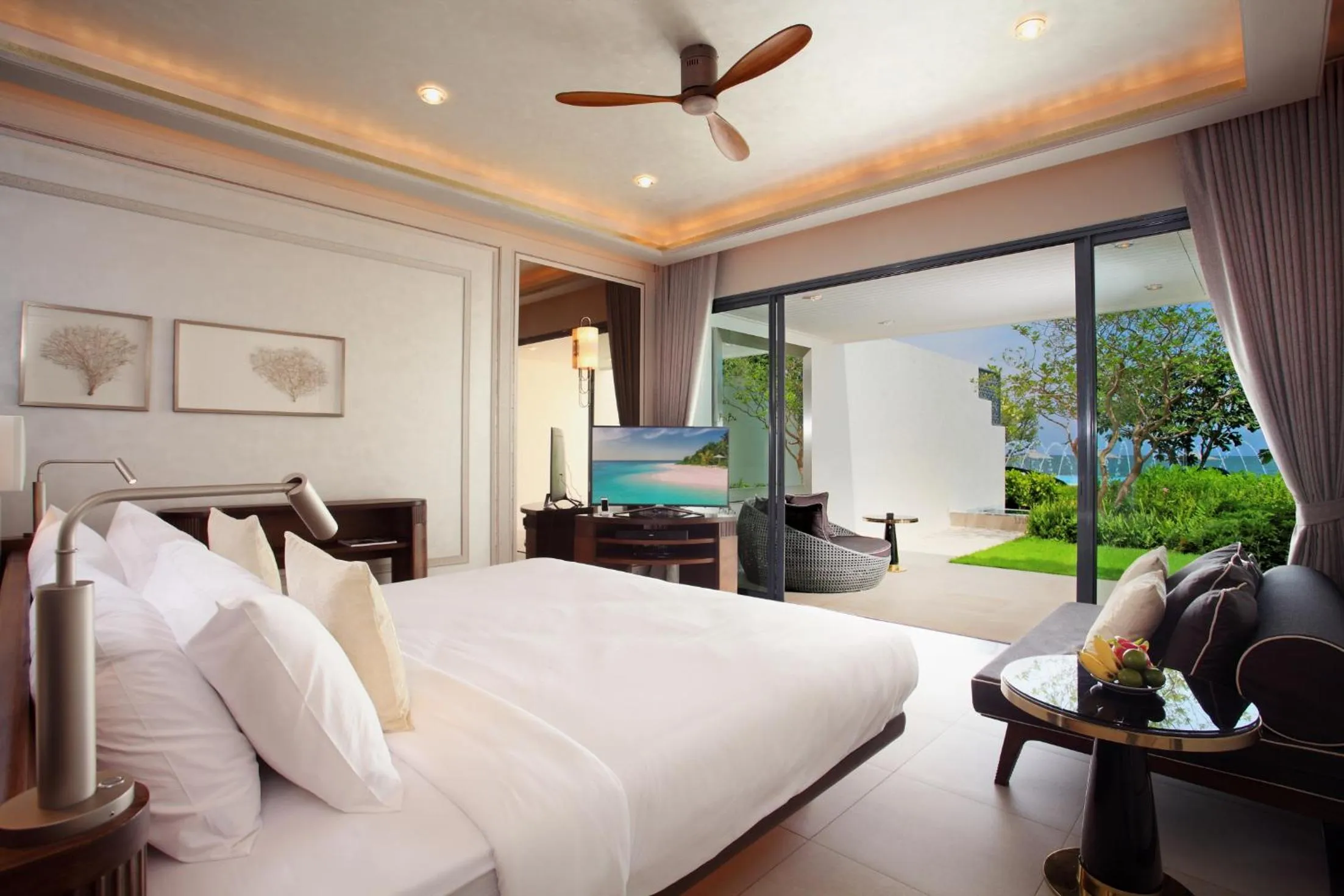 Balcony/Terrace, Bed in Baba Beach Club Hua Hin Luxury Pool Villa by Sri panwa