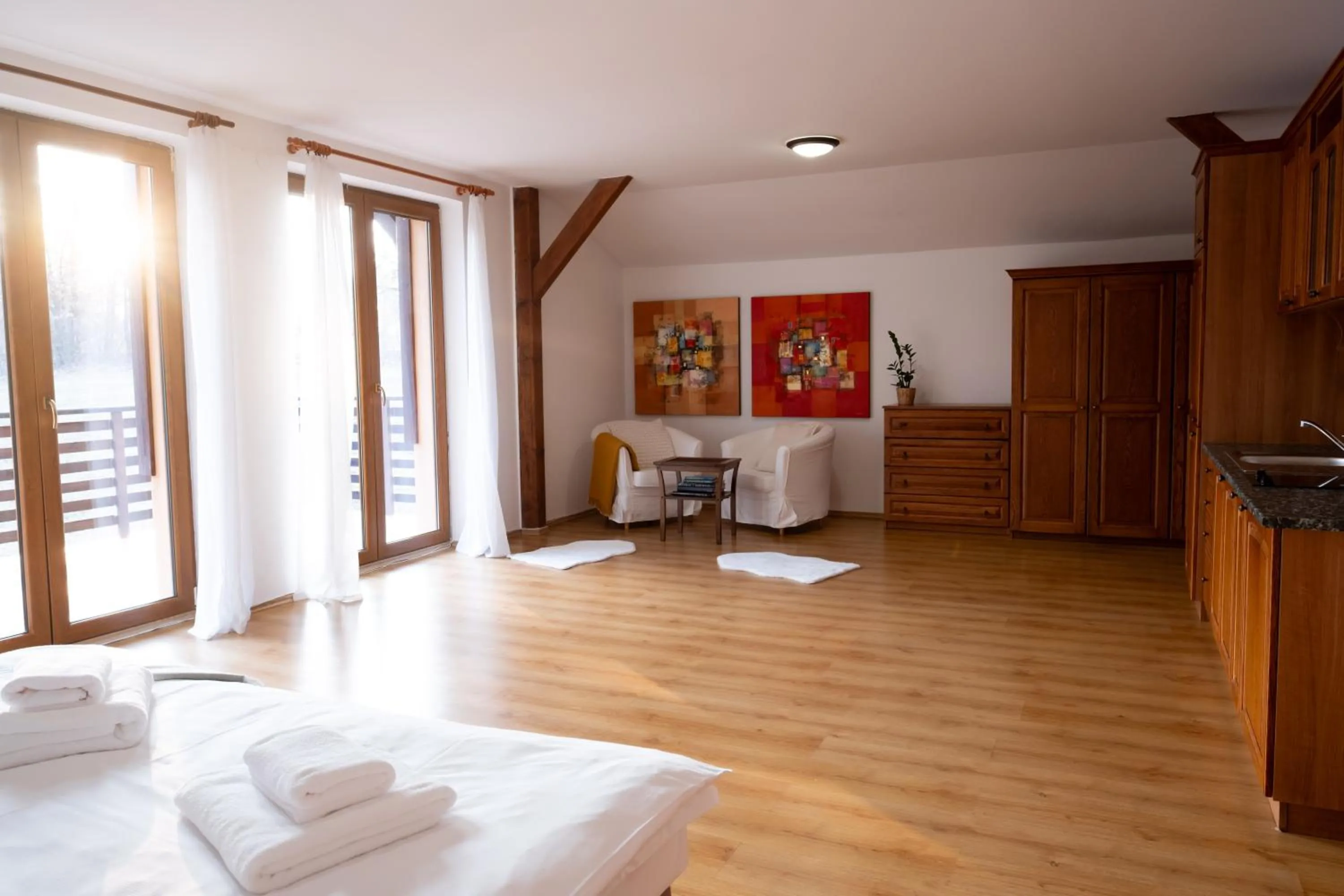 Living room, Bed in Club Apartments