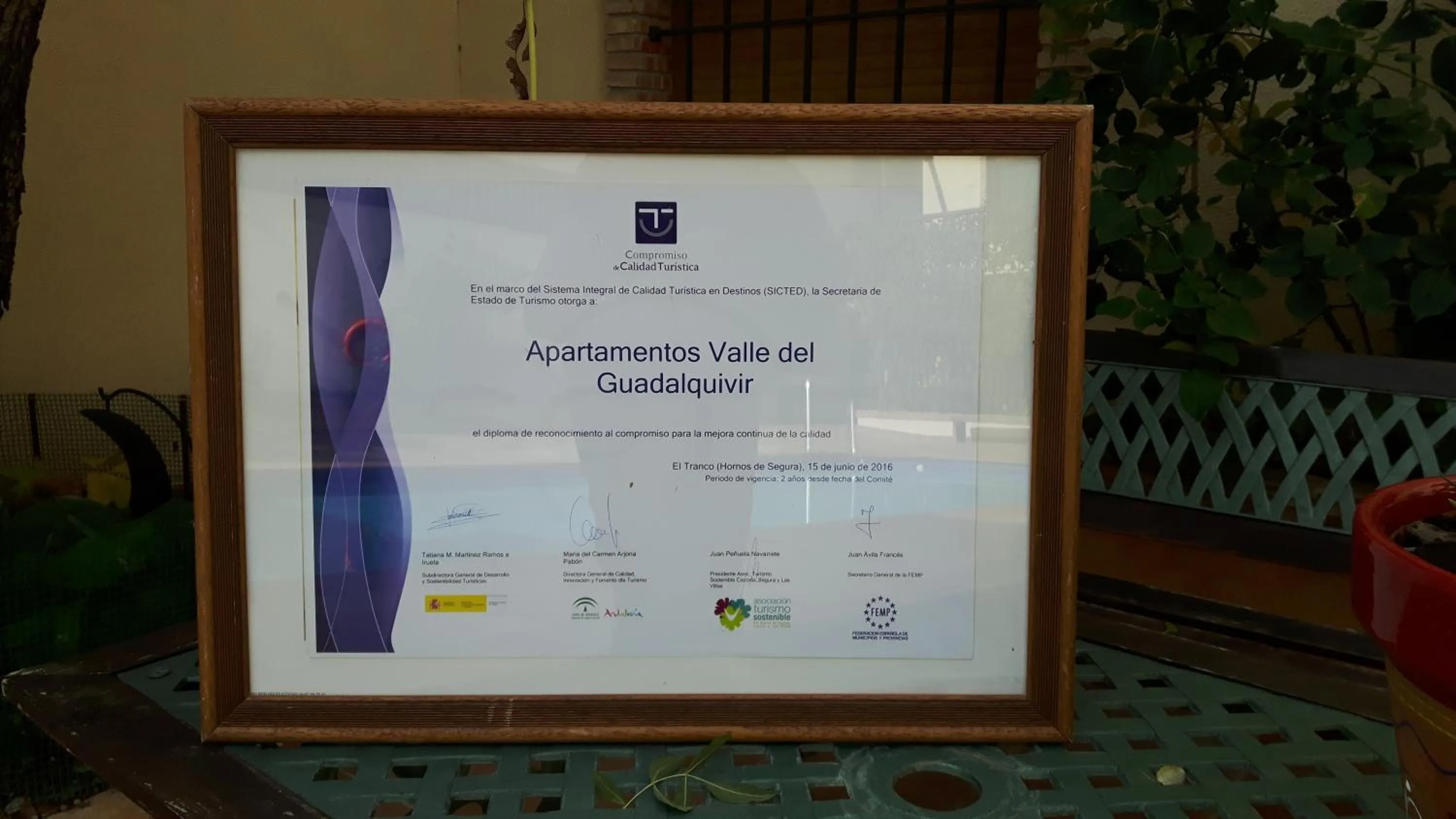 Certificate/Award in Apartamentos Valle del Guadalquivir