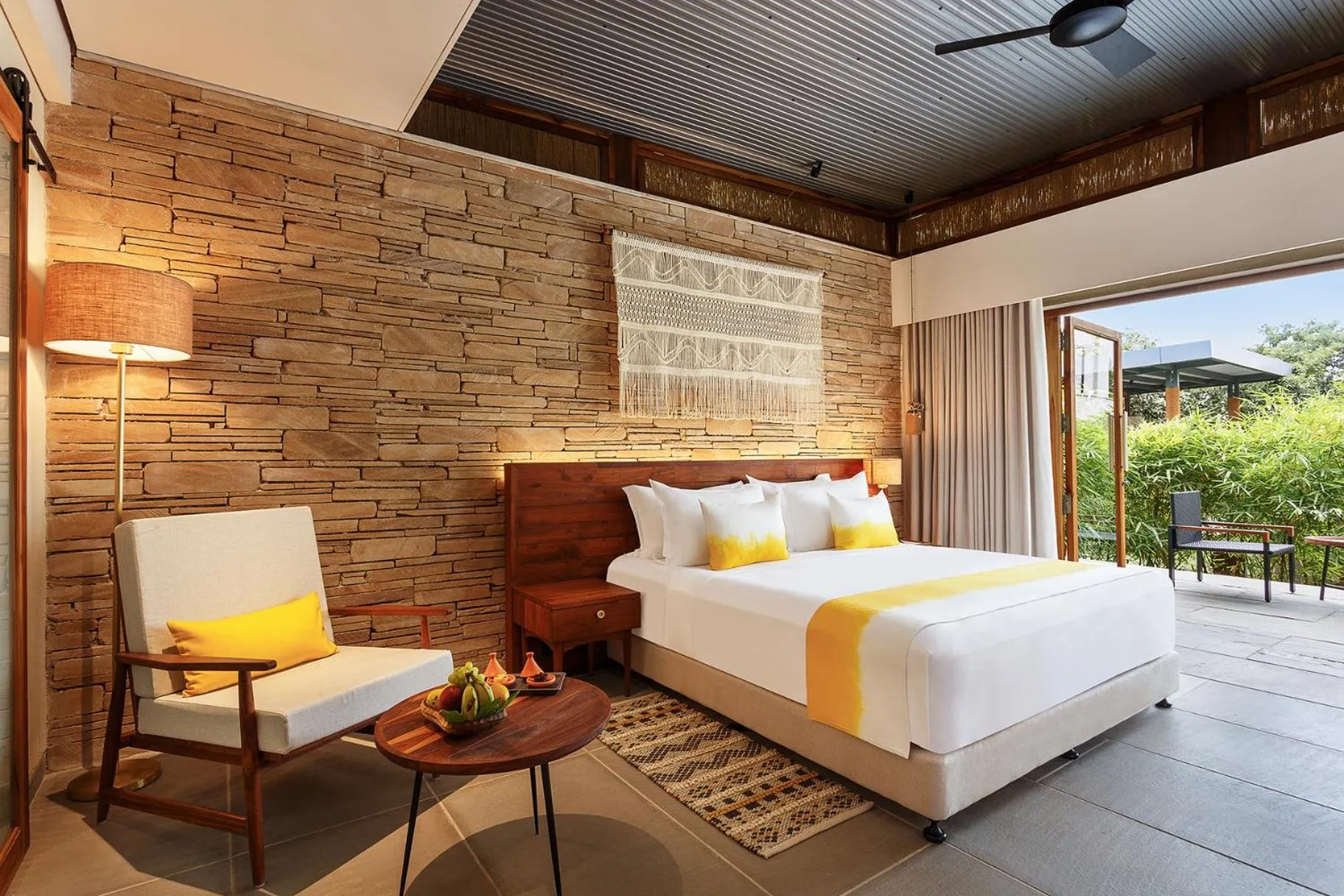 Balcony/Terrace, Bed in Woods at Sasan