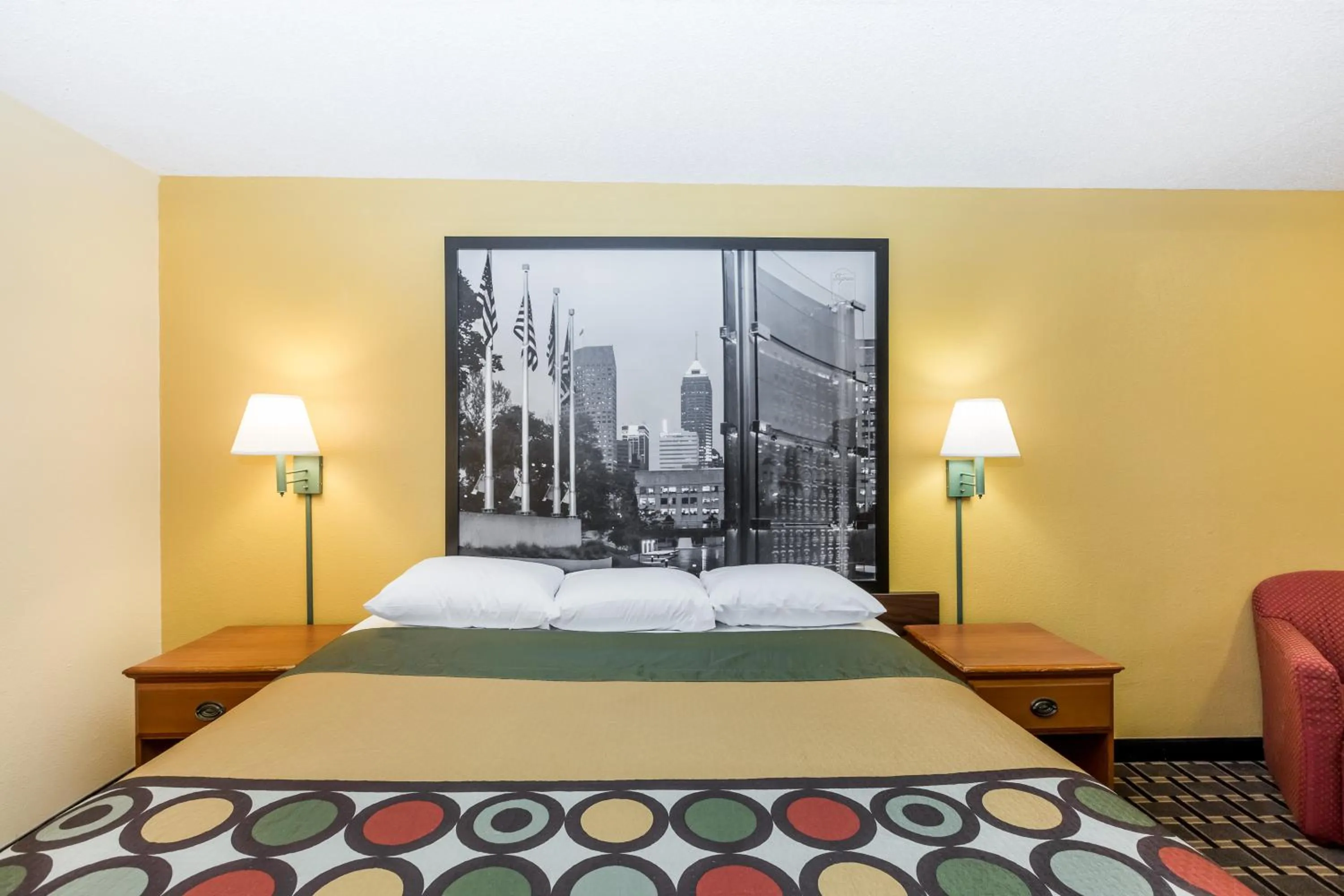 Bed in Super 8 by Wyndham Indianapolis-Southport Rd