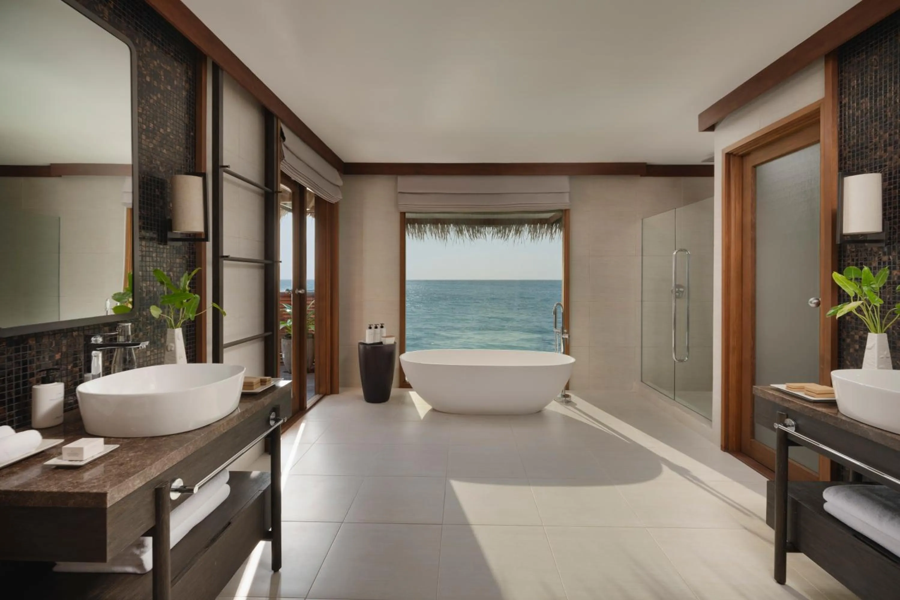 Bathroom, Bed in Conrad Maldives Rangali Island