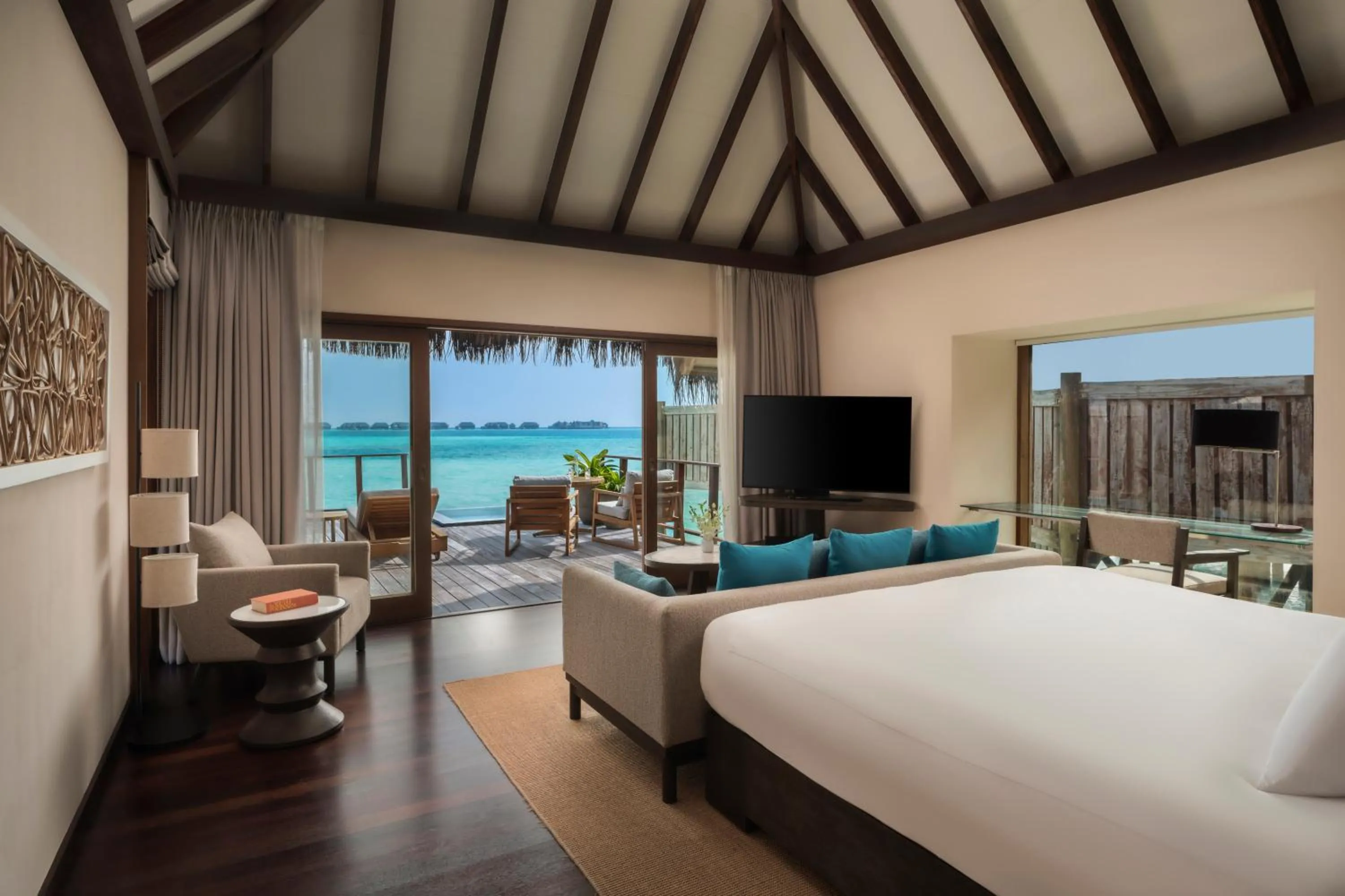 Bed in Conrad Maldives Rangali Island
