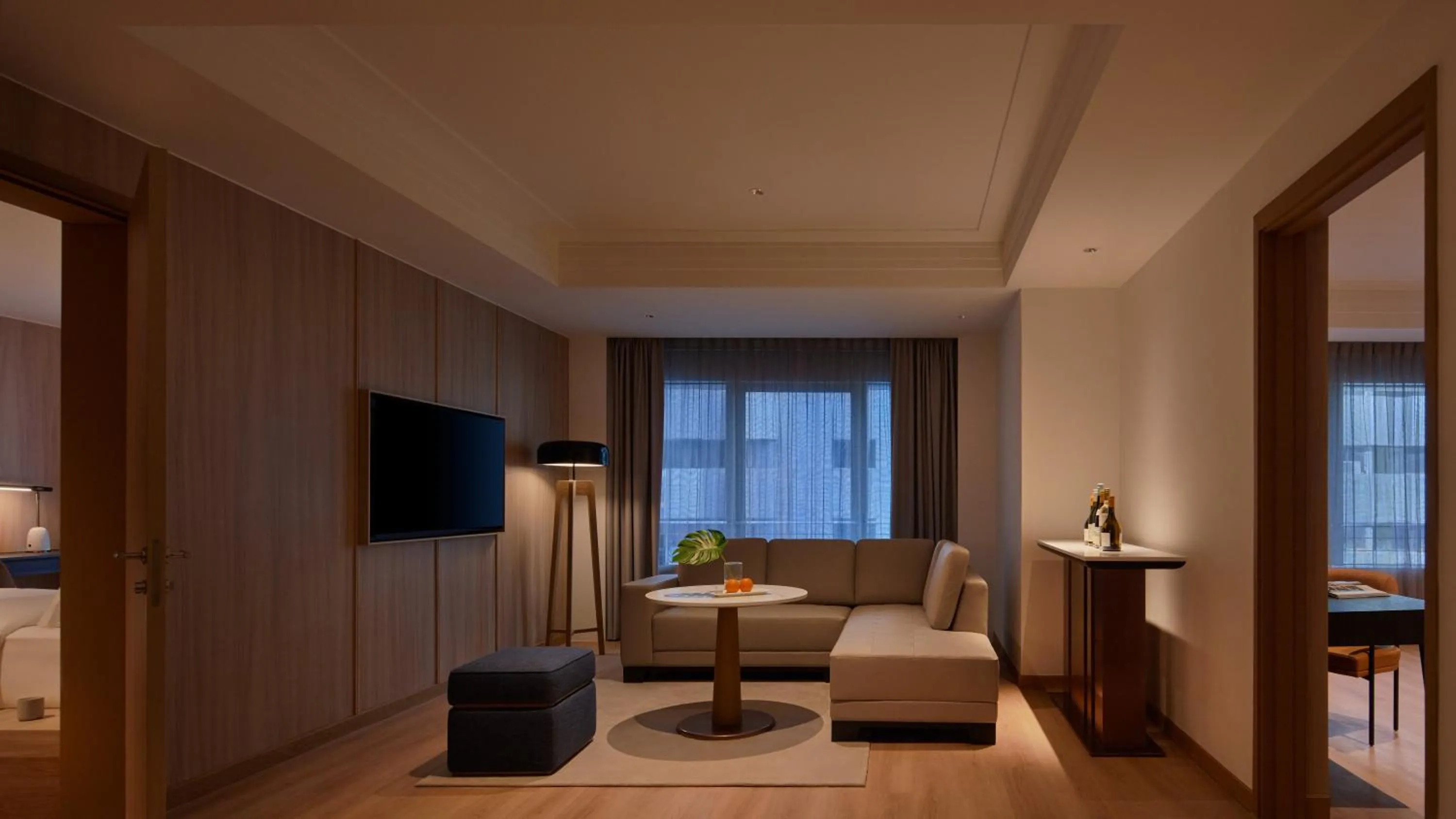 Living room, Bed in Amara Singapore