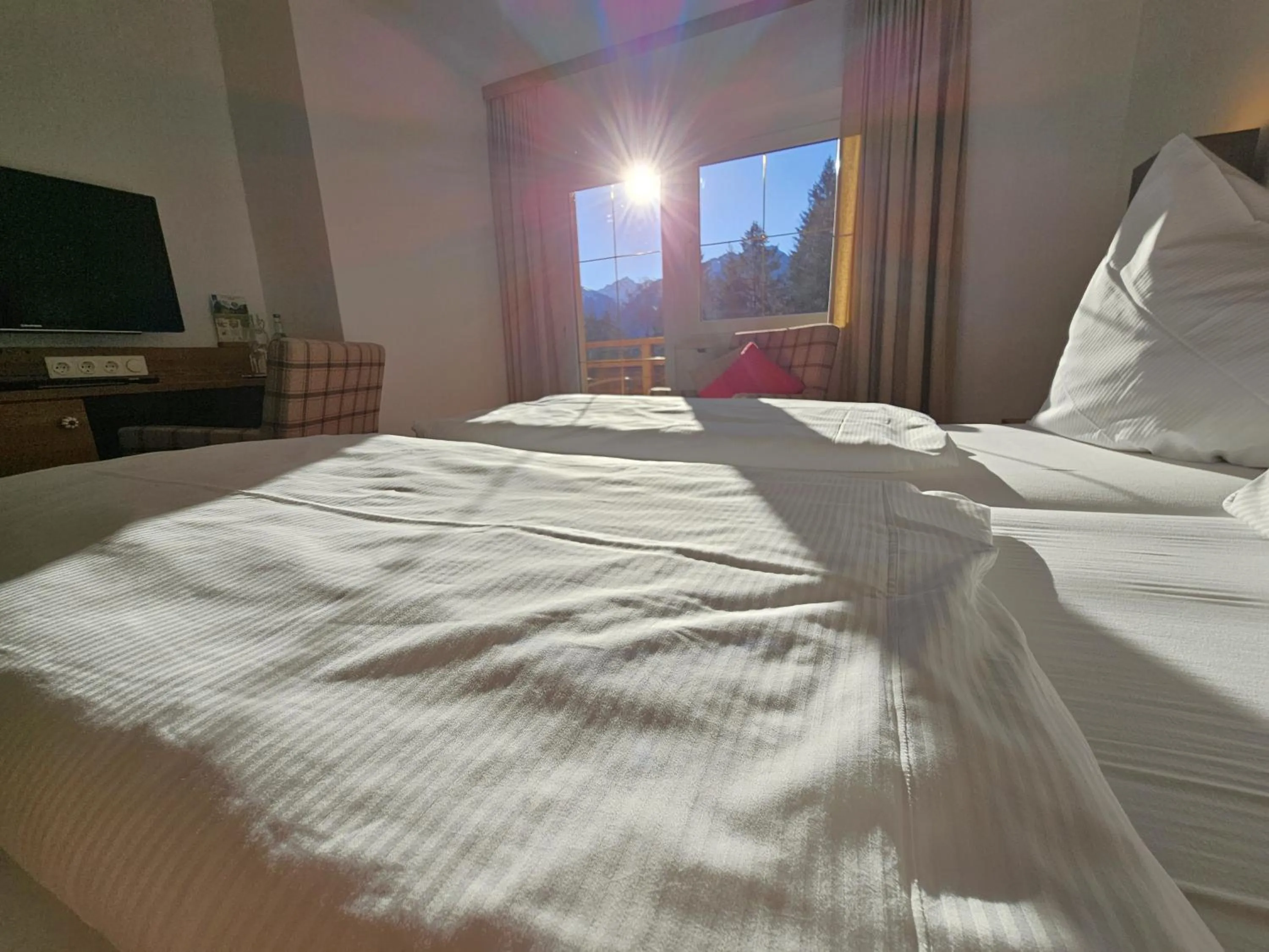 View (from property/room), Bed in Naturhotel Café Waldesruhe