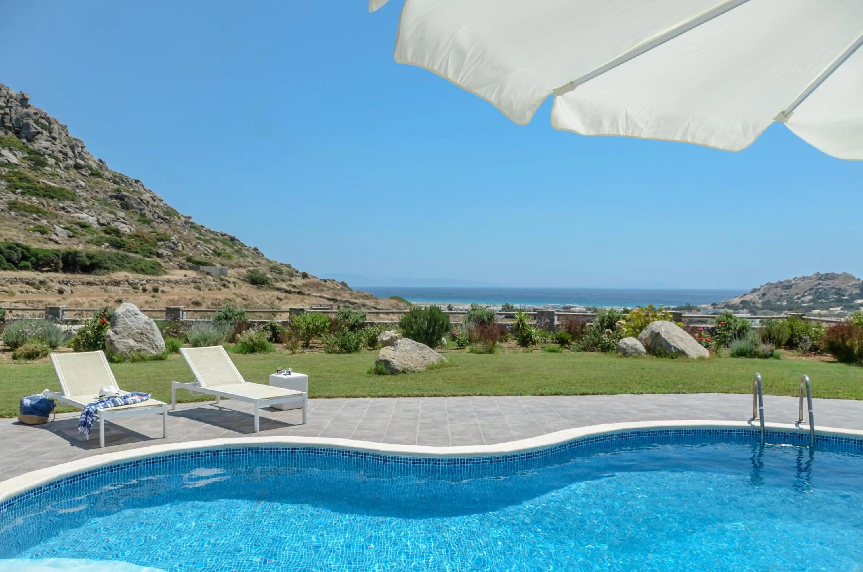 Pool view in Naxos Luxury Villas