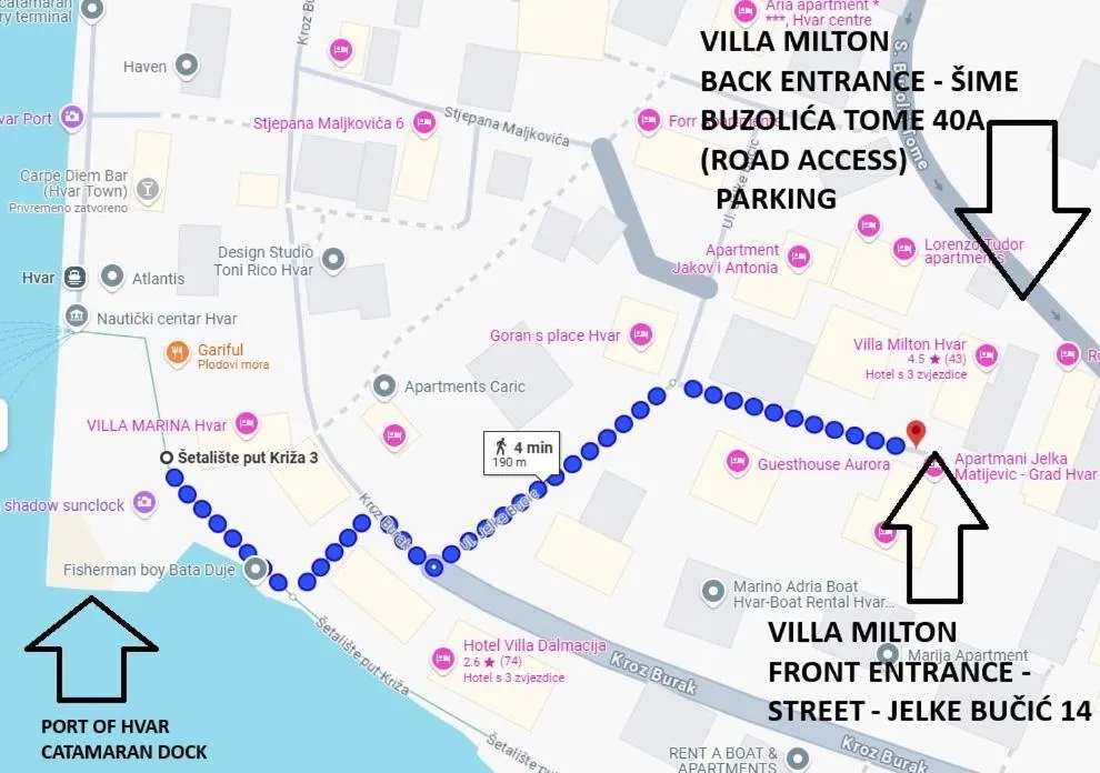Text overlay in Villa Milton Hvar