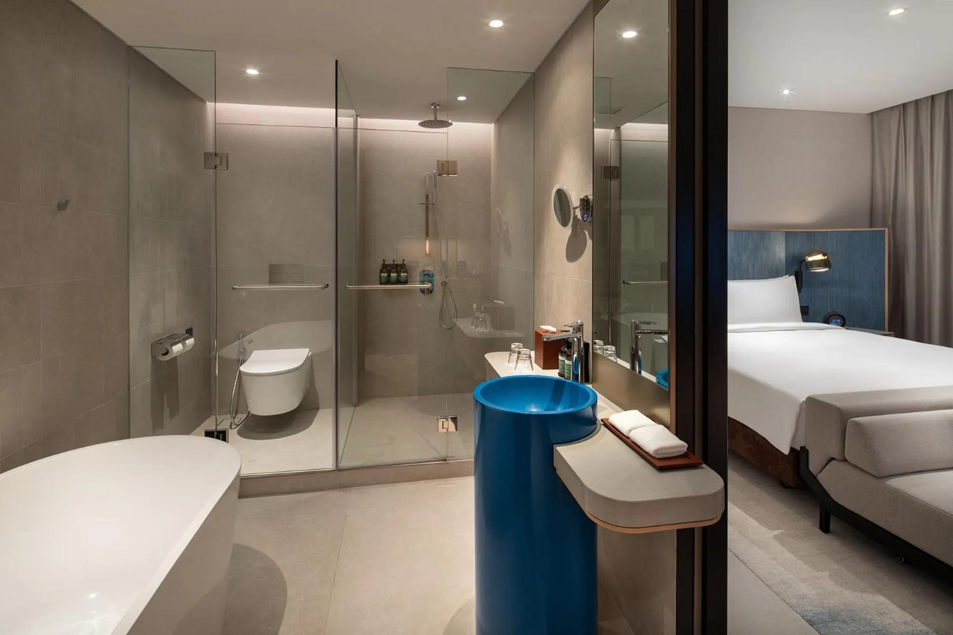 Shower, Bed in Crowne Plaza Changi Airport by IHG