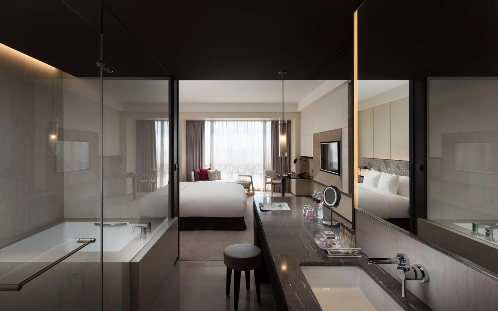 Bathroom, Bed in Crowne Plaza Tainan by IHG