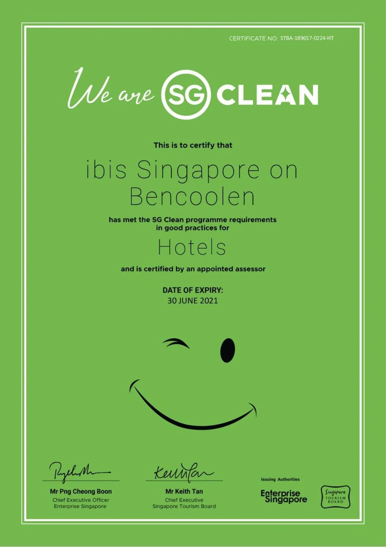 Certificate/Award in Ibis Singapore on Bencoolen - Newly Renovated