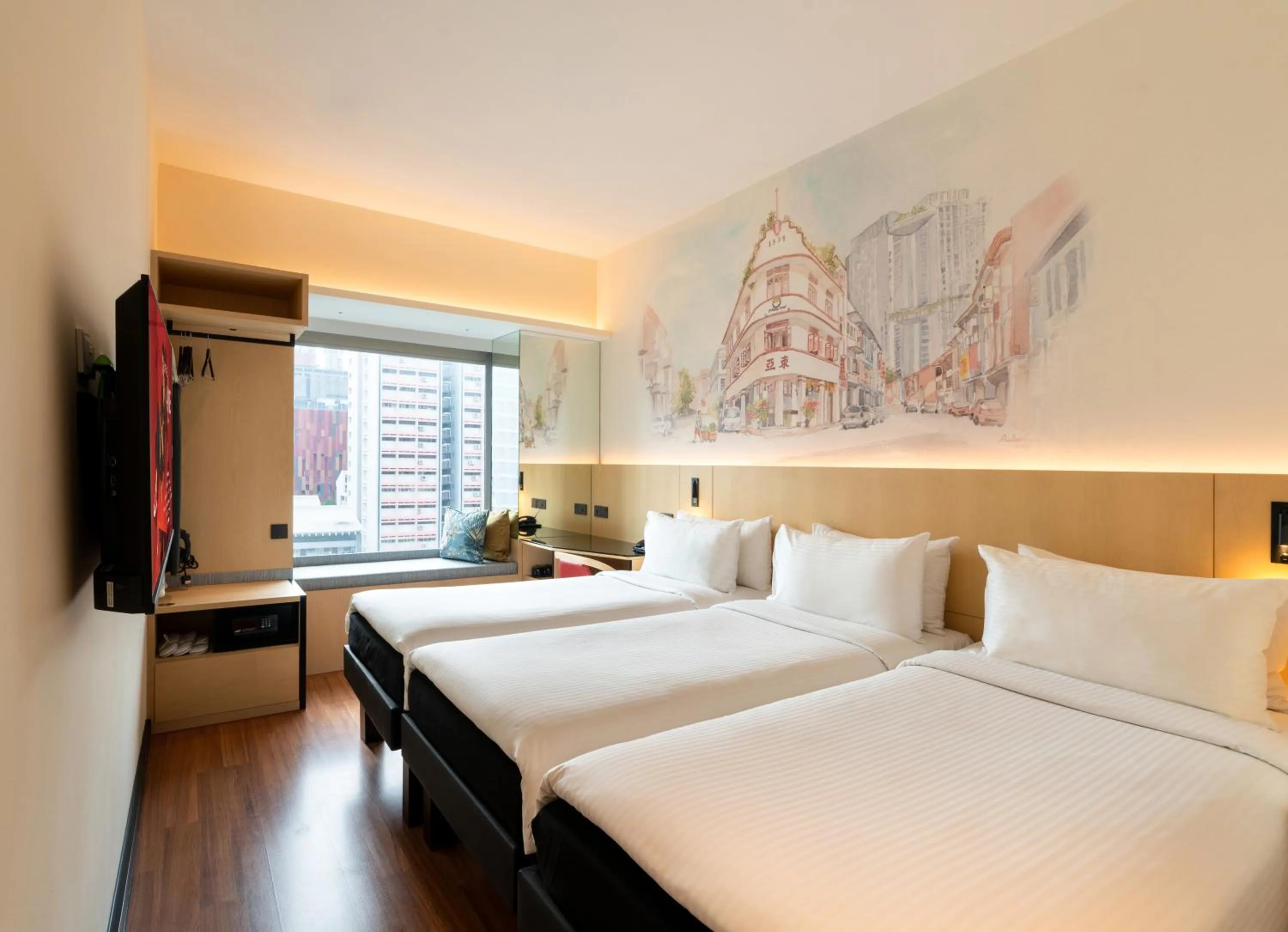 View (from property/room), Bed in Ibis Singapore on Bencoolen - Newly Renovated
