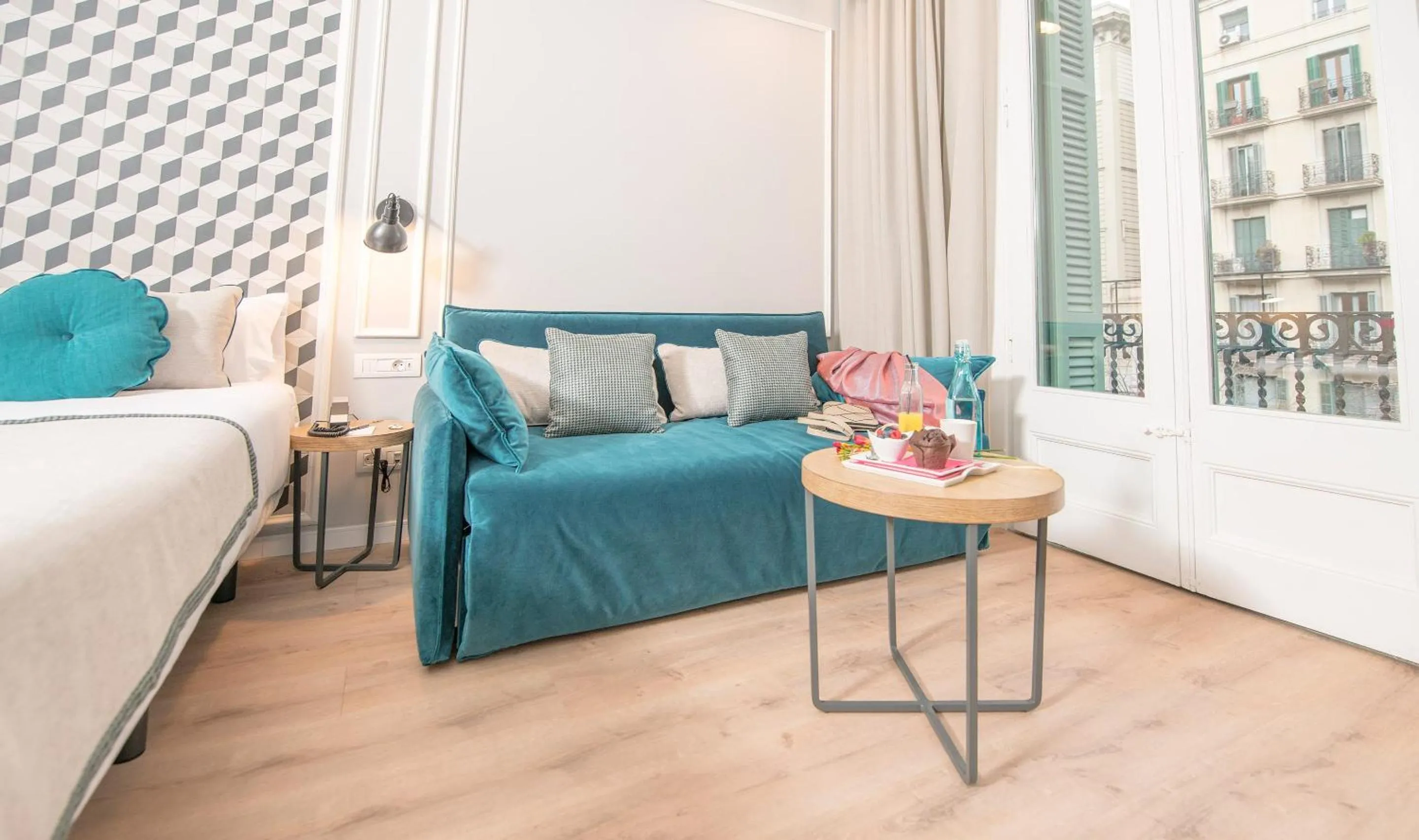 Seating area, Bed in Mosaic by Ona