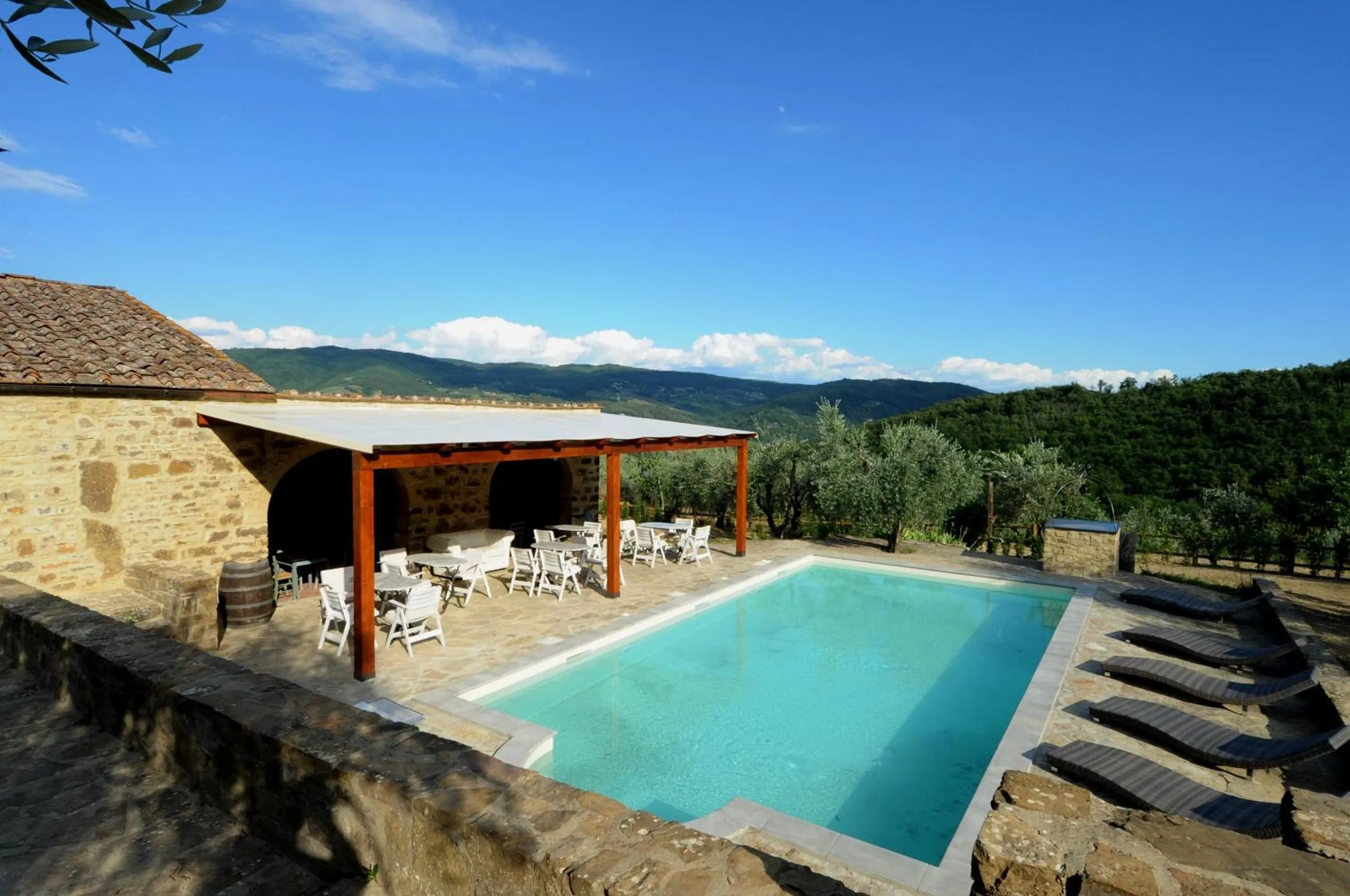 Pool view in La Rimbecca Greve in Chianti