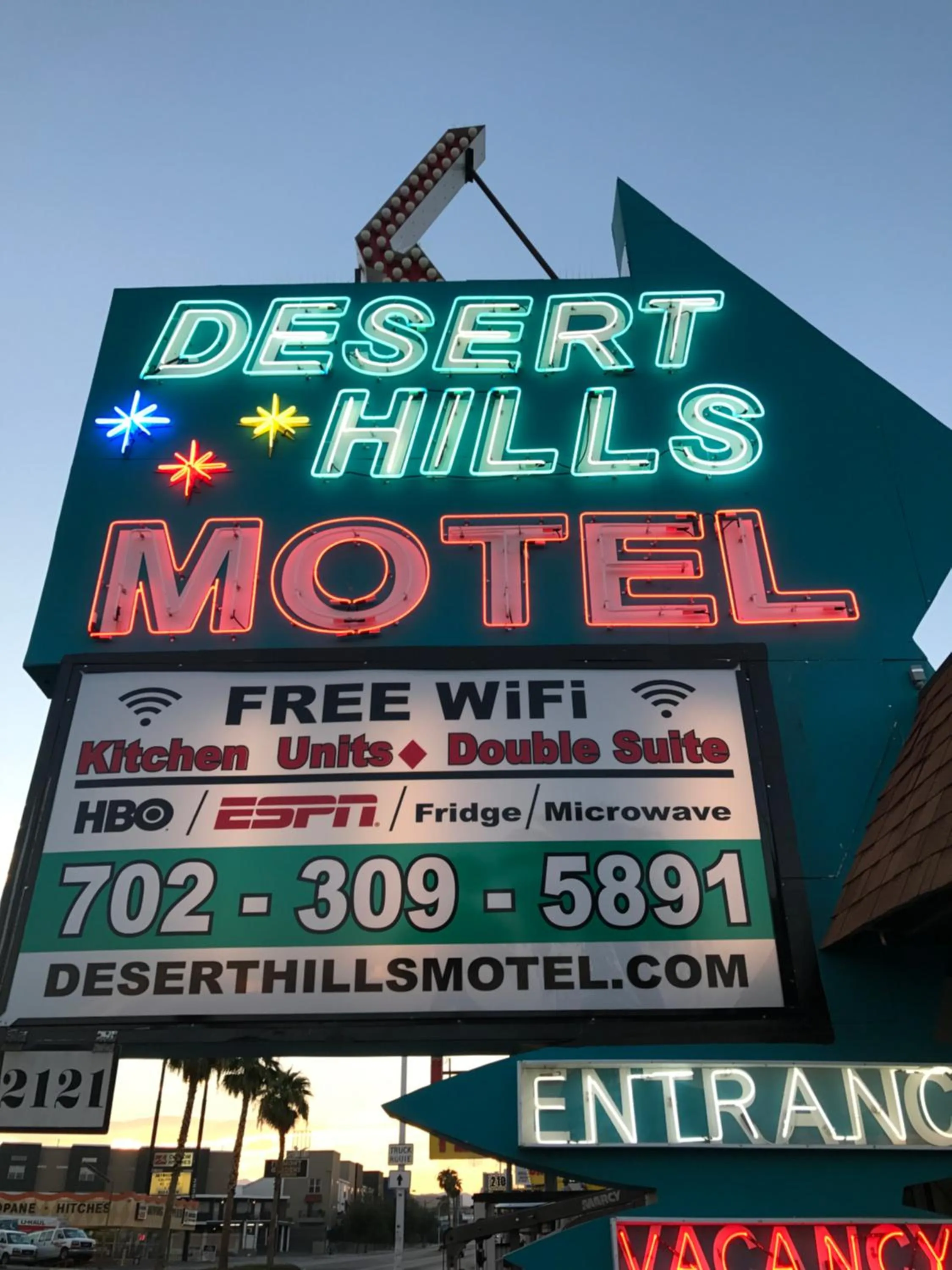Property logo or sign in Desert Hills Motel