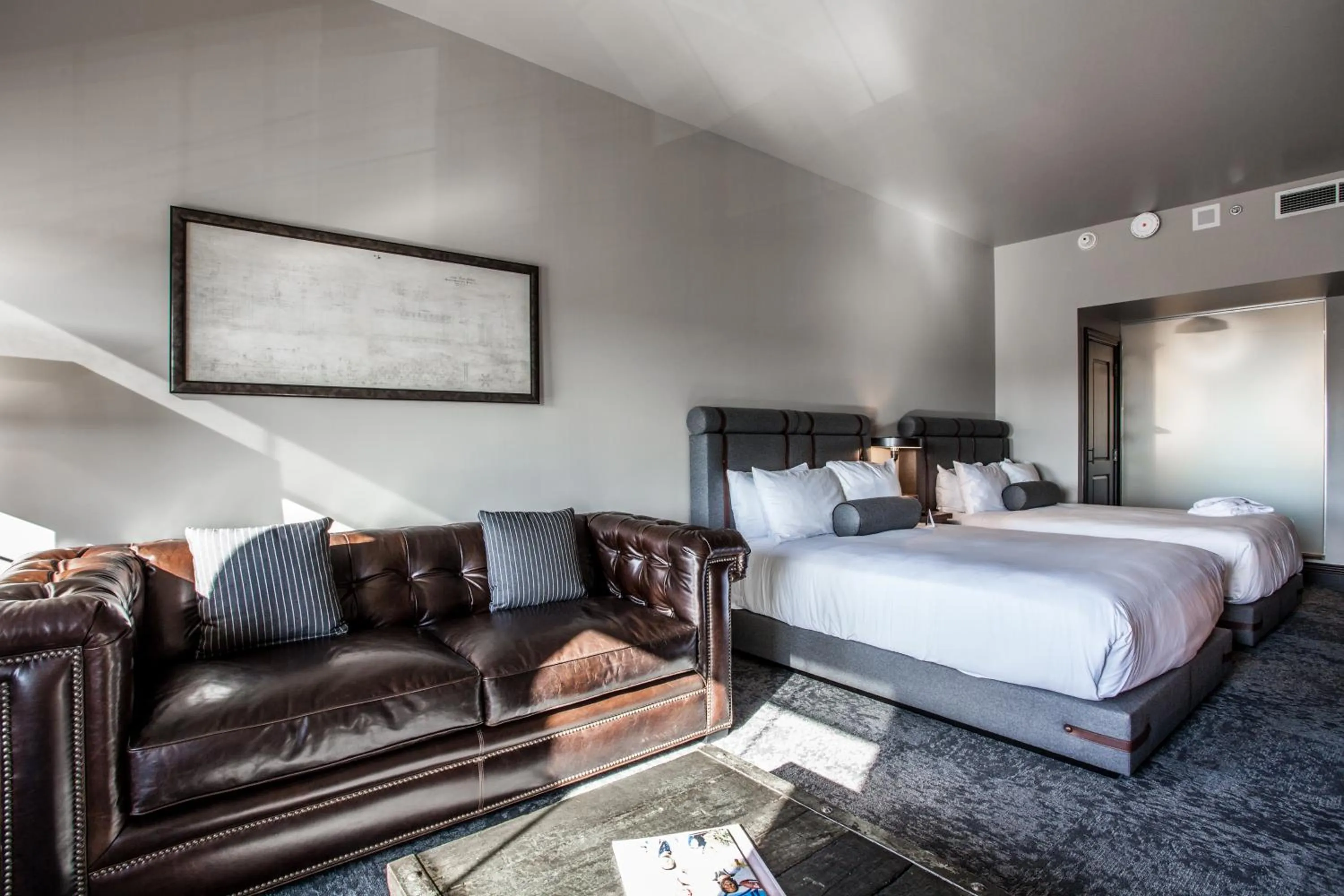 Bed in Ironworks Hotel Indy