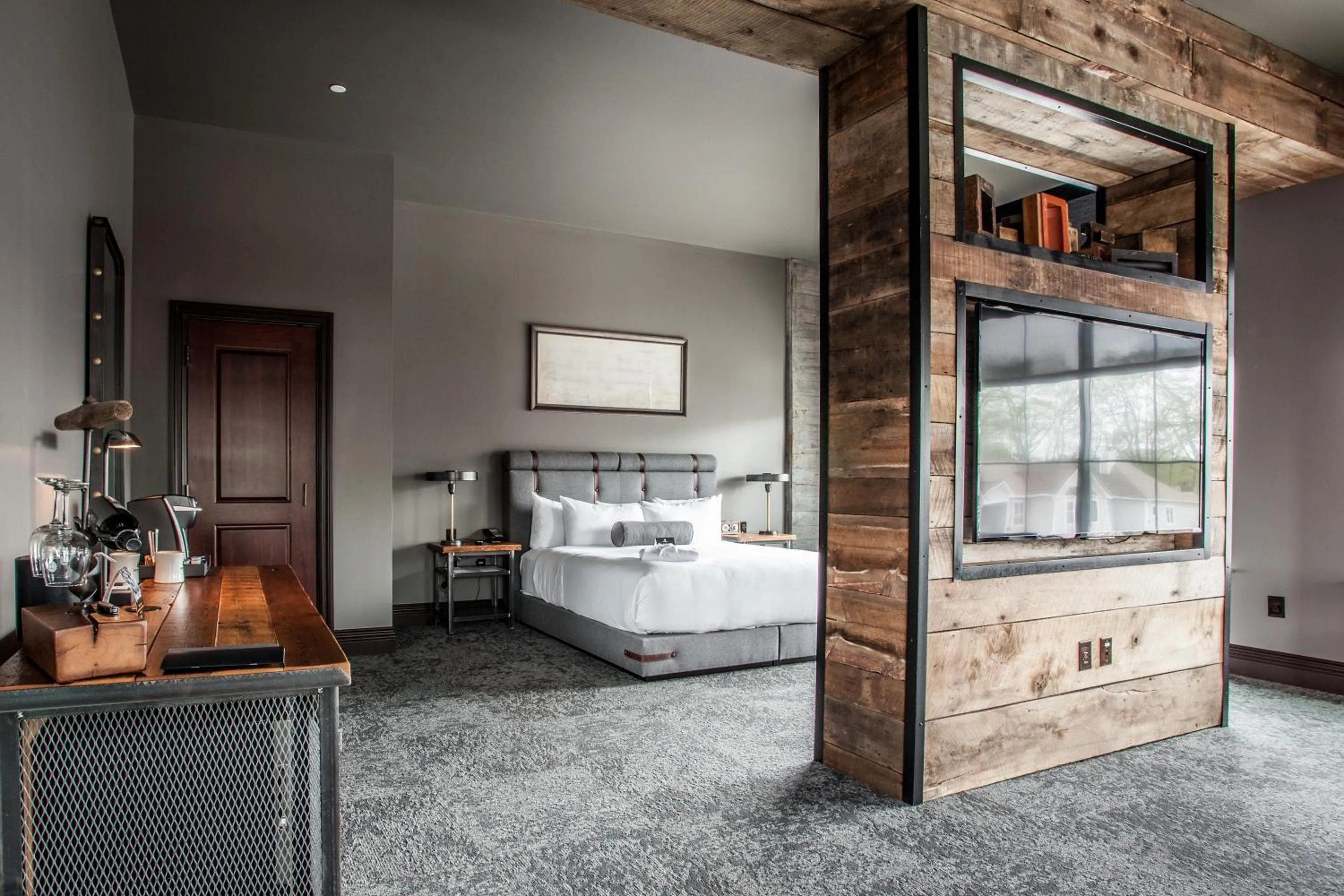 Bed in Ironworks Hotel Indy