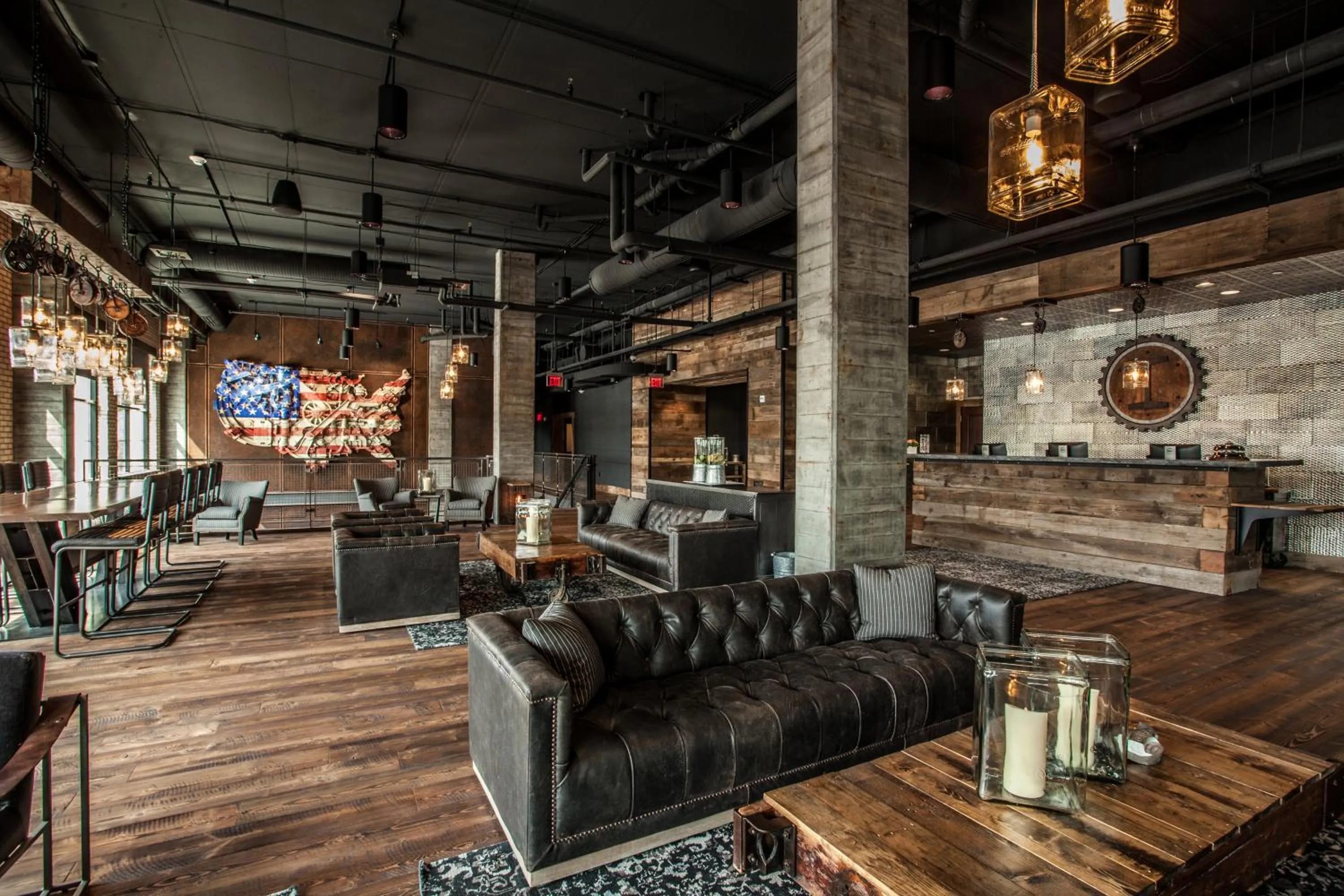 Living room in Ironworks Hotel Indy
