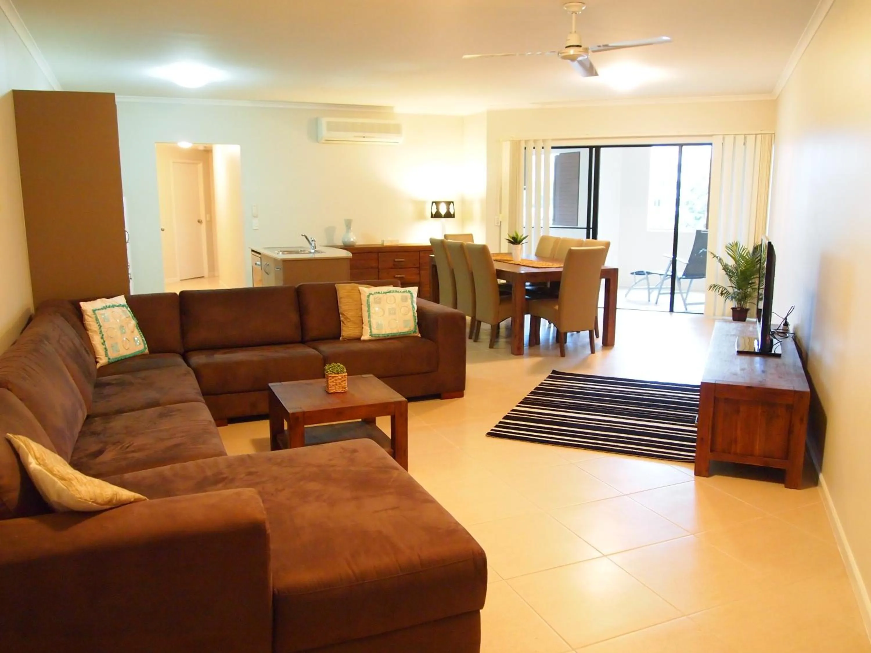 Seating area in Edge Apartments Cairns