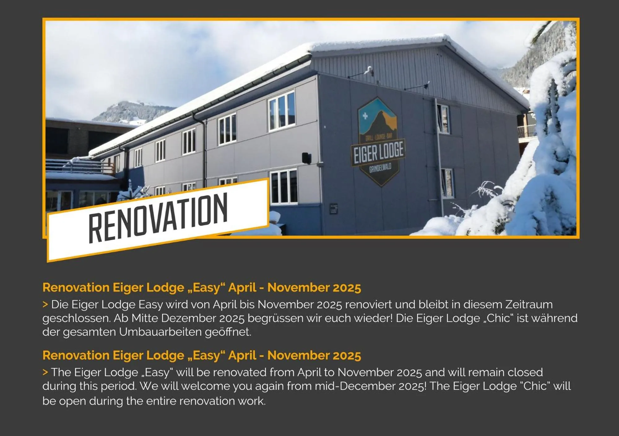 Text overlay in Eiger Lodge Easy