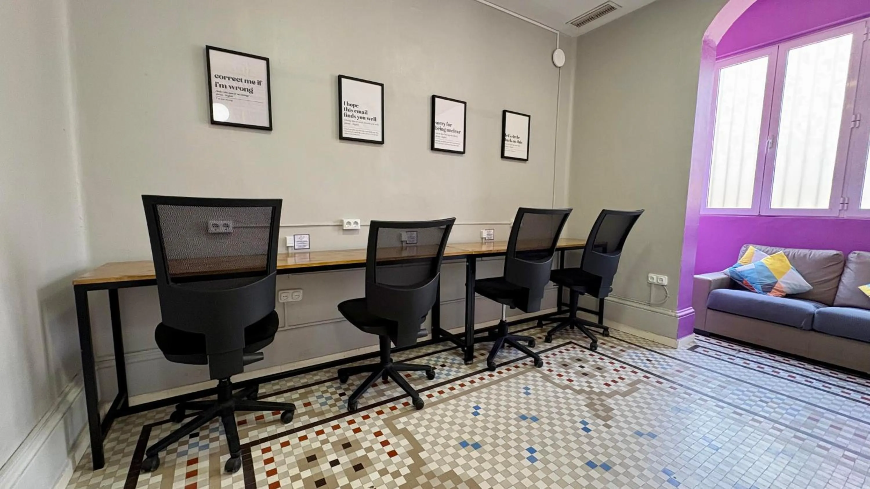 Seating area in Purple Nest Hostel