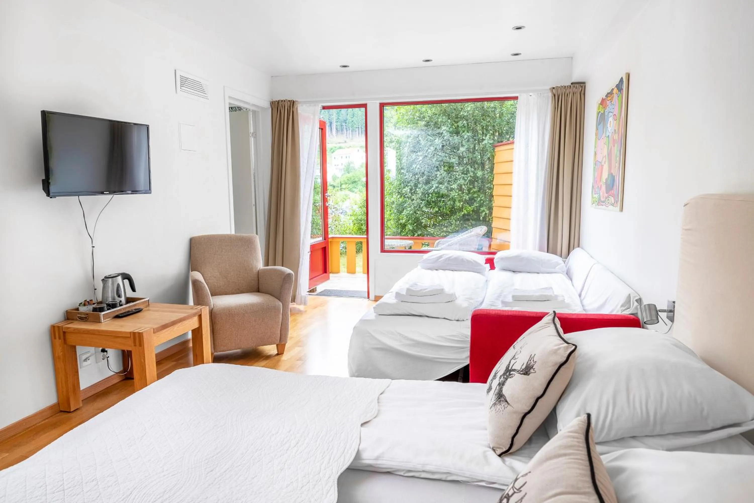 Bed in Lavik Fjord Hotel & Apartments