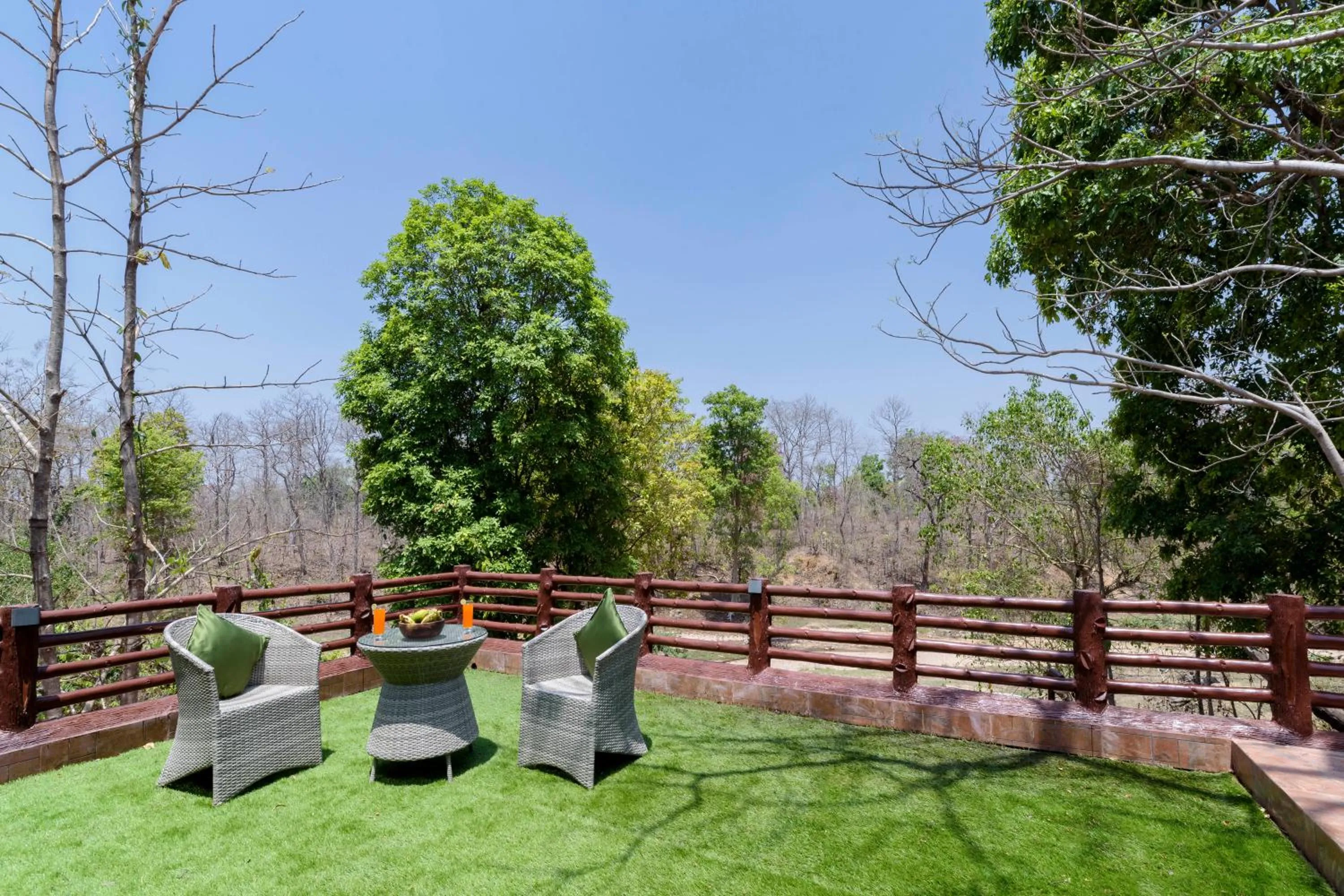 Patio in The Riverwood Forest Retreat Pench