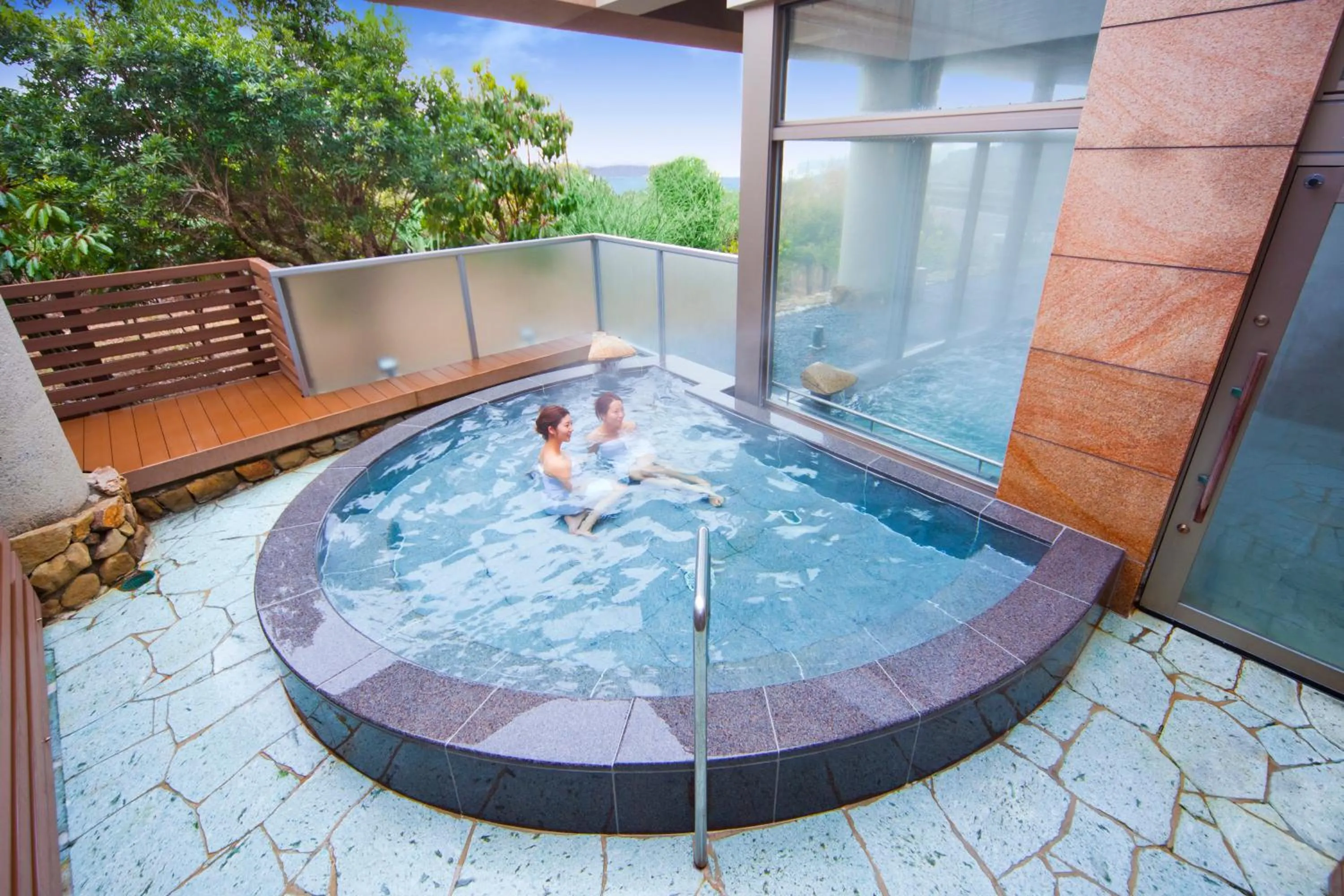 Hot Spring Bath in Miyako Resort Okushima Aqua Forest