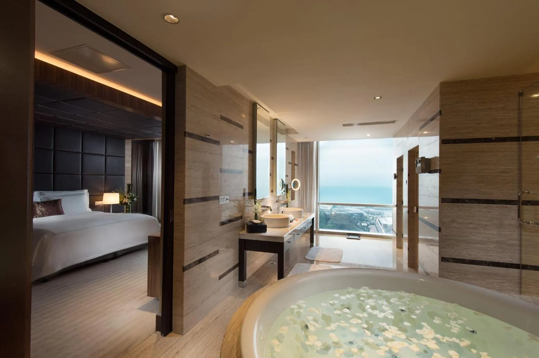 Bedroom, Bed in InterContinental Qingdao by IHG l Inside the Olympic Sailing Center l May Fourth Square