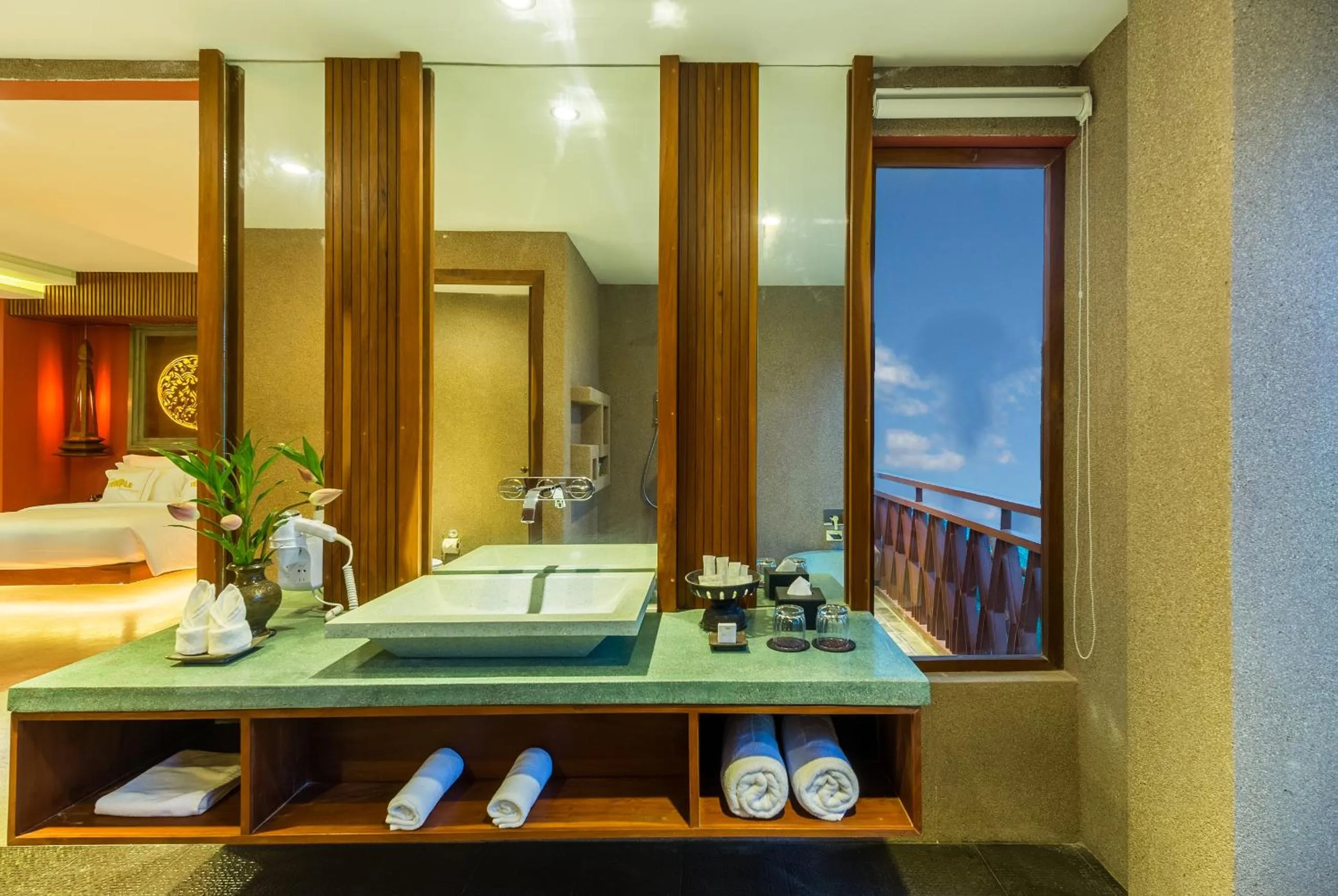 Bathroom, Bed in Golden Temple Boutique