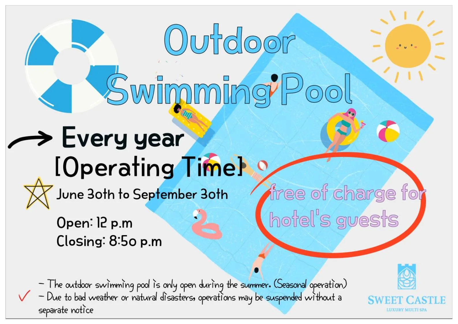 Swimming pool in Hotel Sweet Castle Jeju Hamdeok