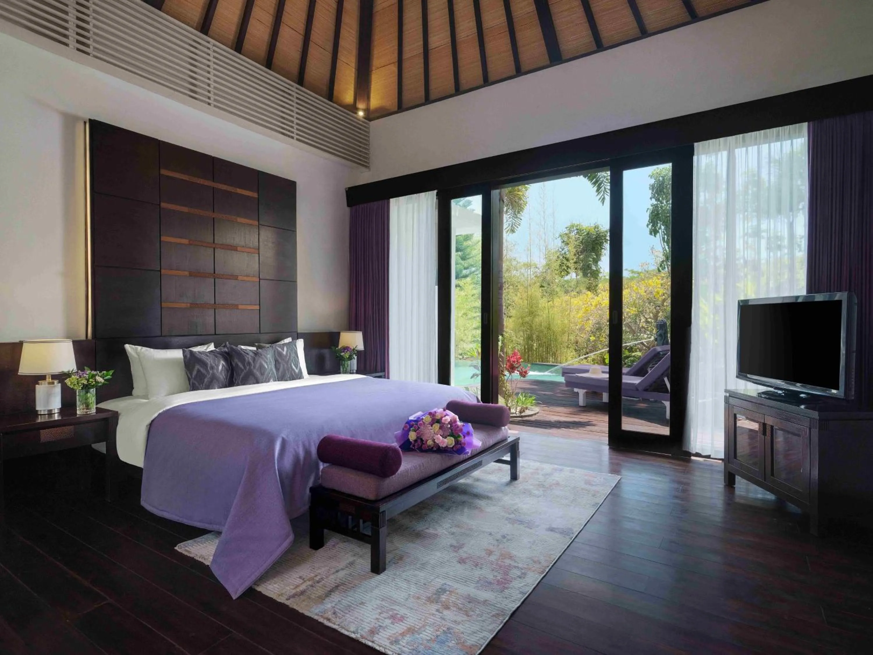 Bedroom, Bed in The Ayu Kintamani Villa at Toya Devasya