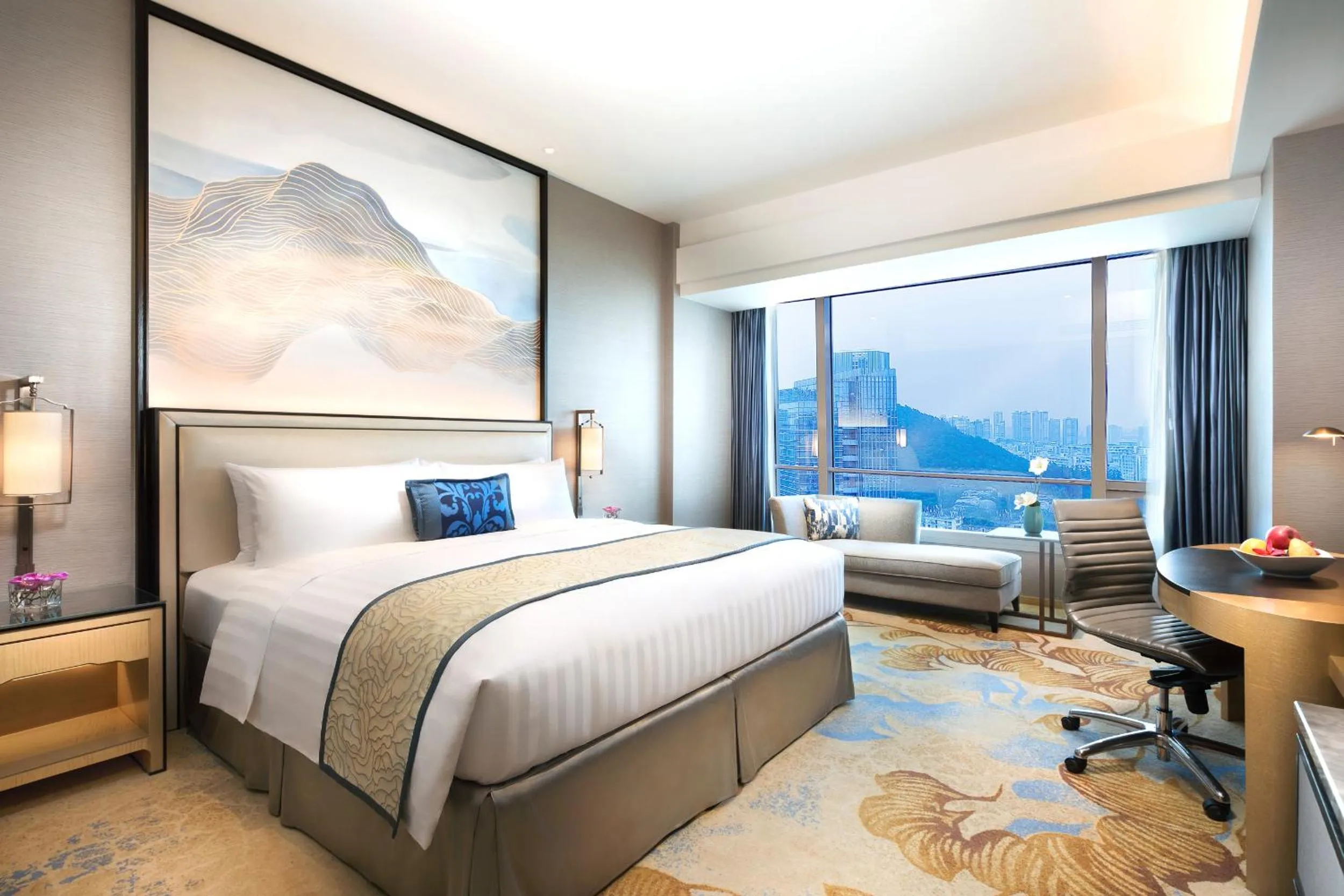 Seating area, Bed in Shangri-La Xiamen