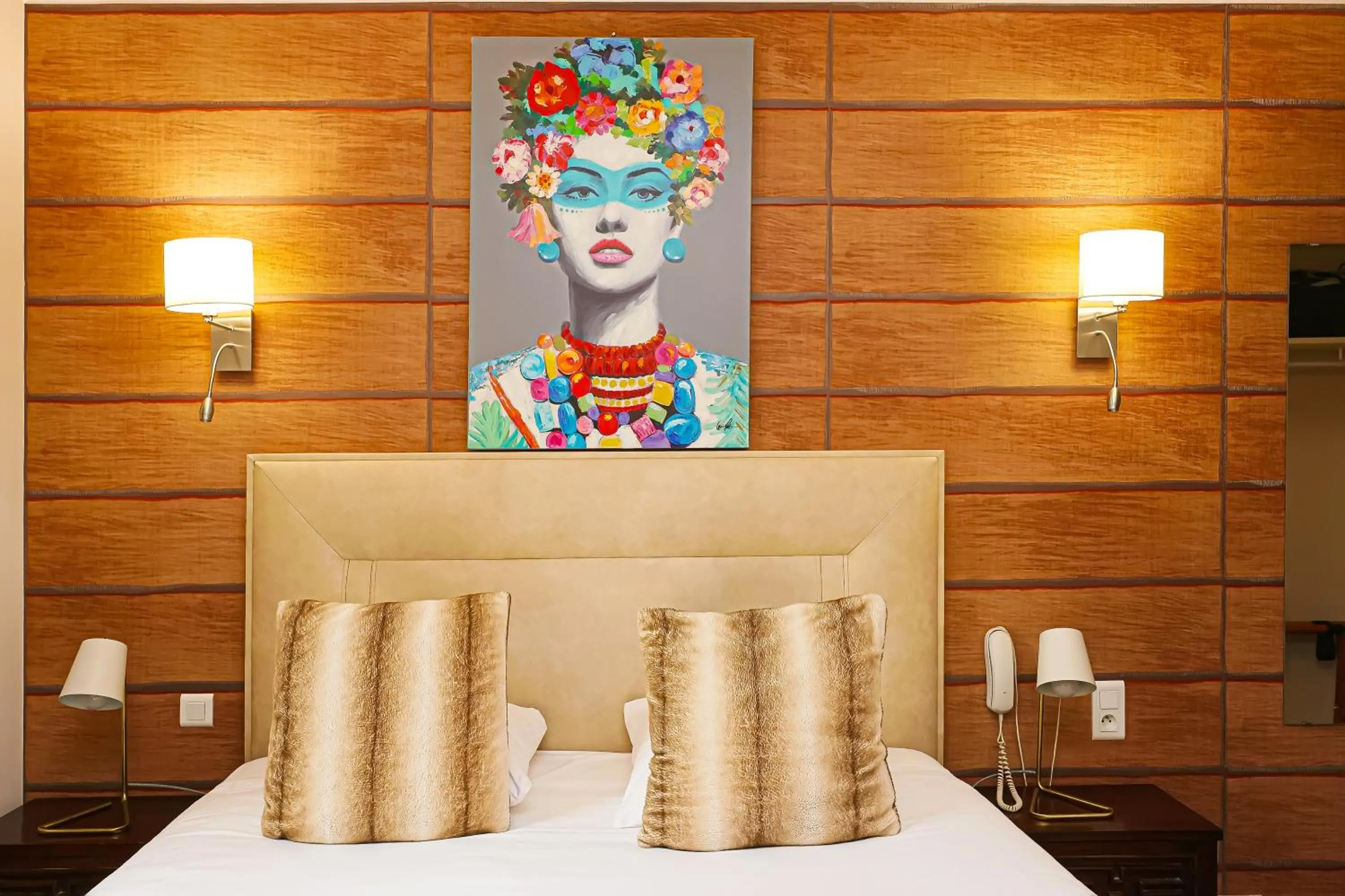 Bed in Hotel Les Pasteliers