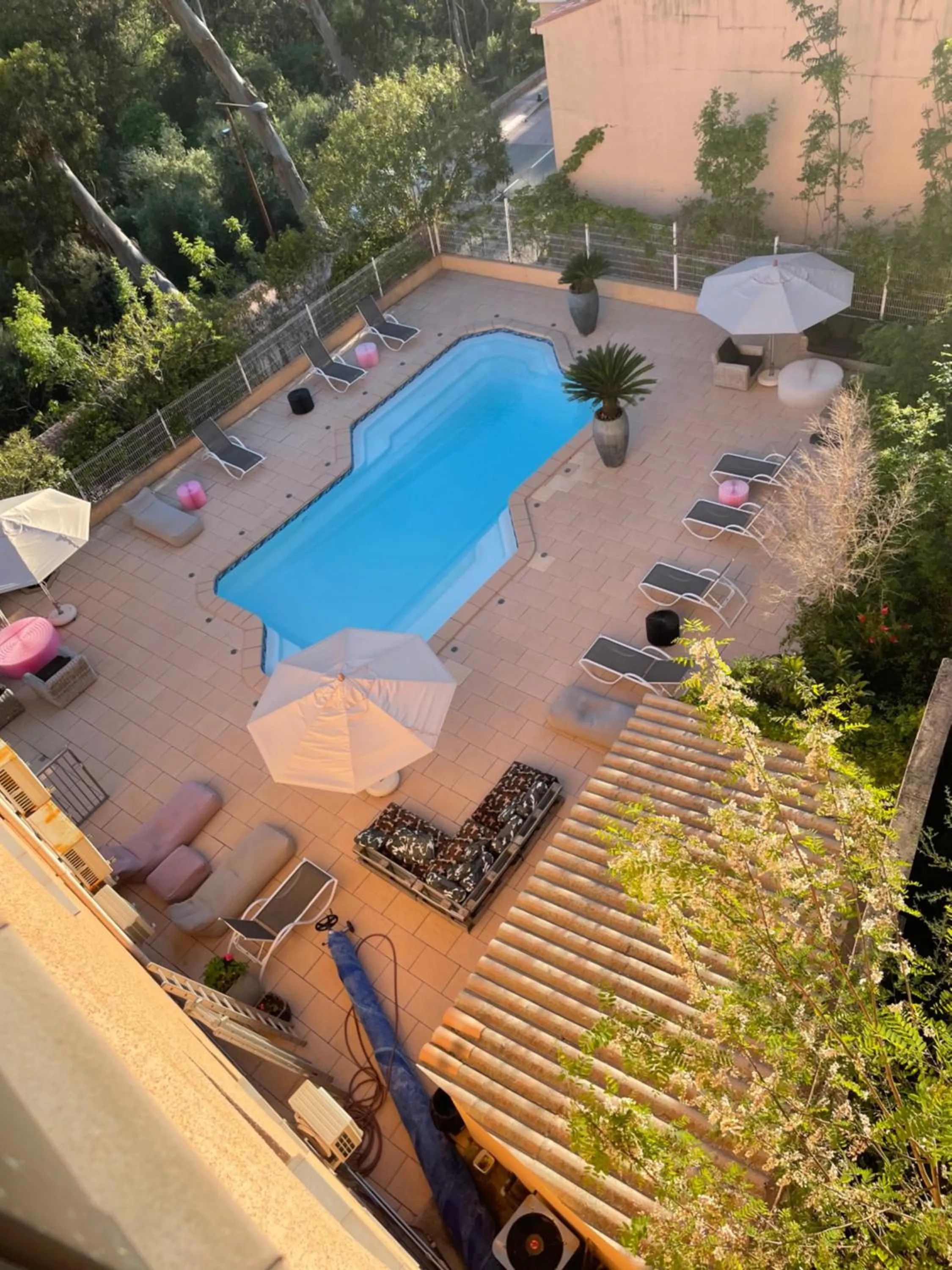 Pool view in Logis Hotel Le Lonca