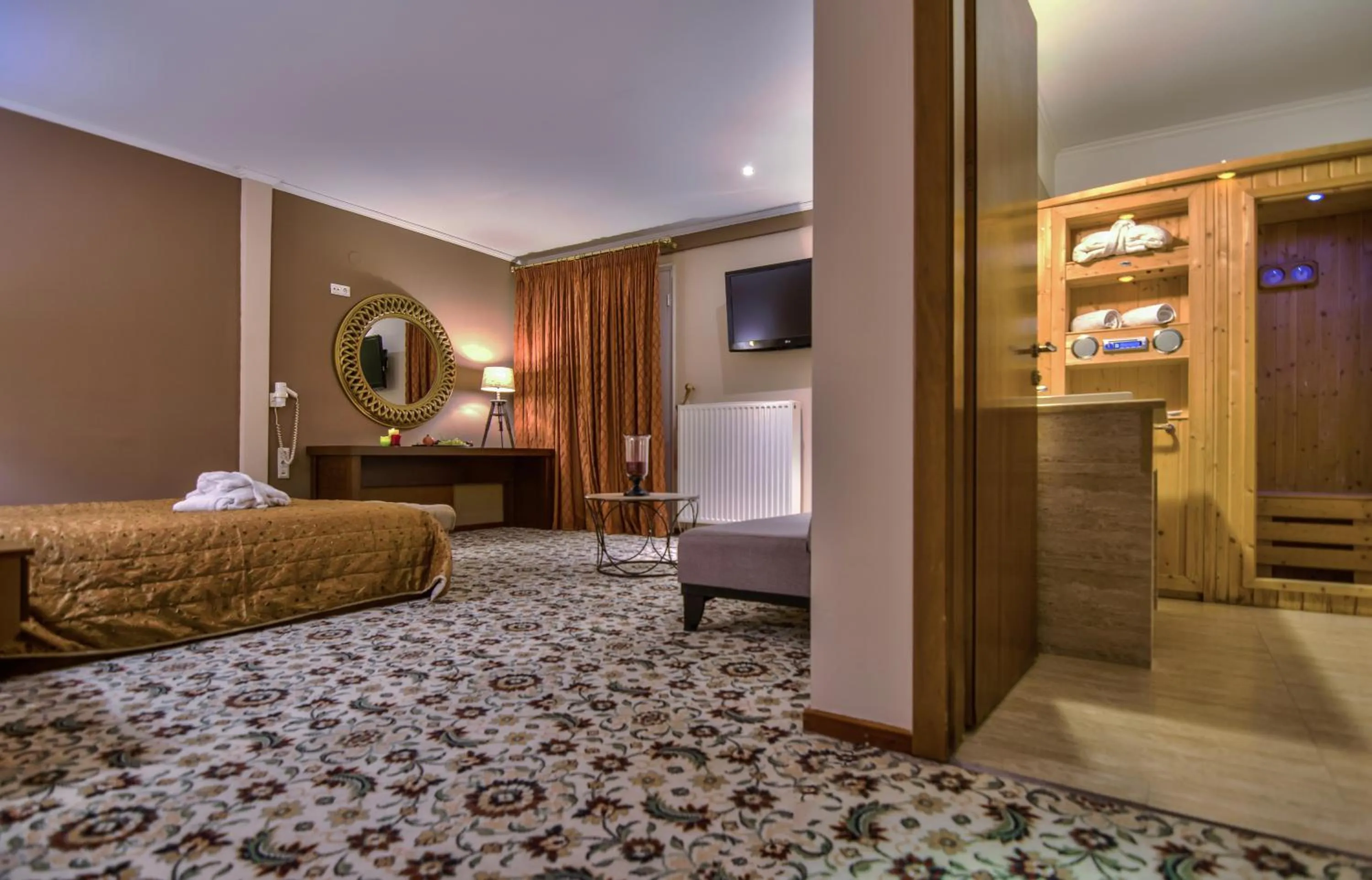 Seating area, Bed in Hotel Alexandros