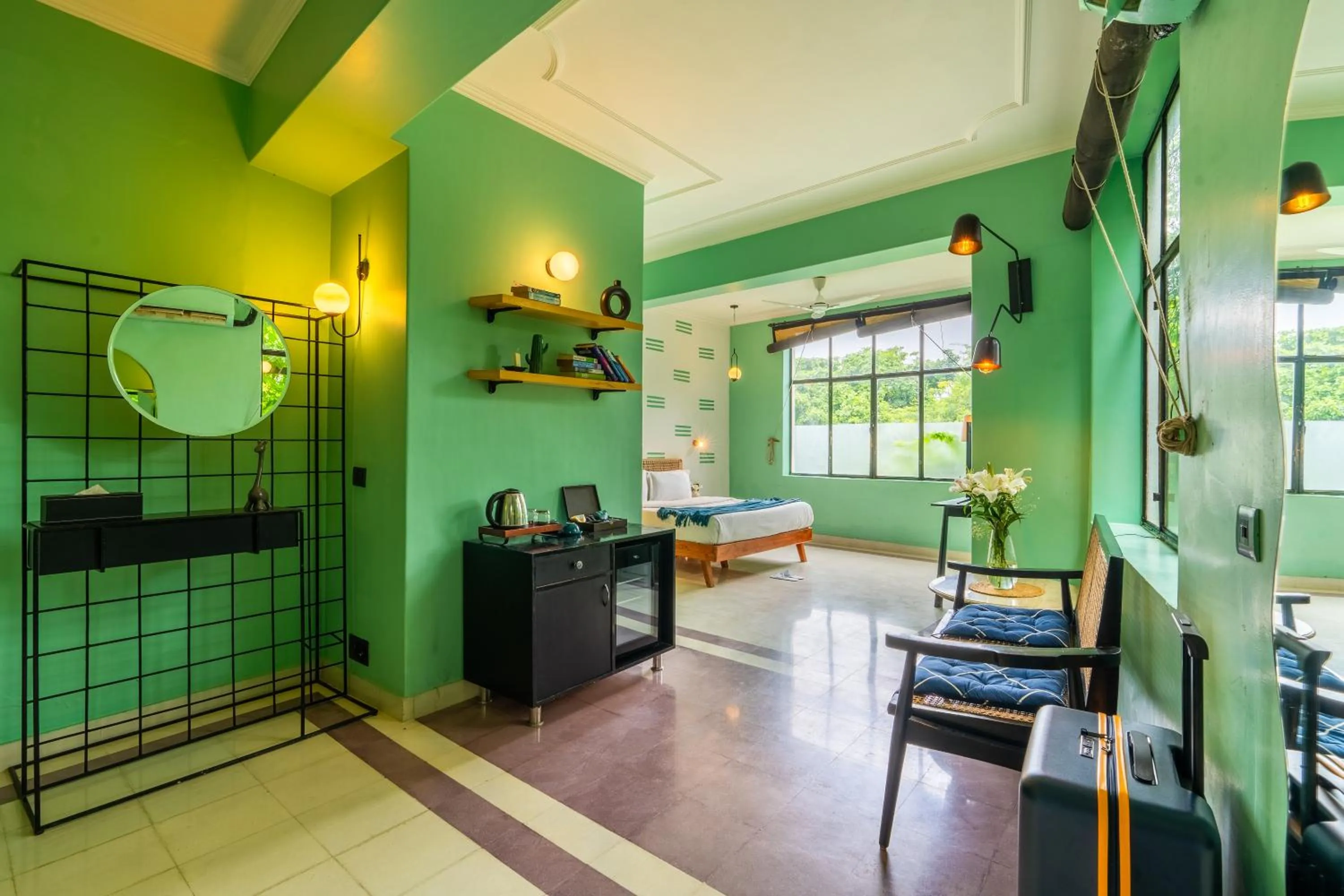 Living room in Minimalist One Hauz Khas Village