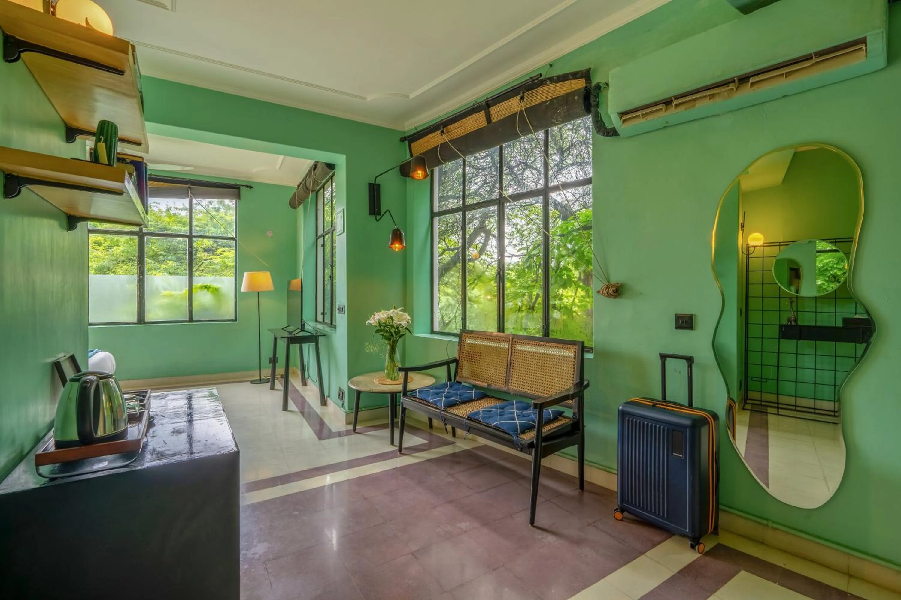 Living room in Minimalist One Hauz Khas Village