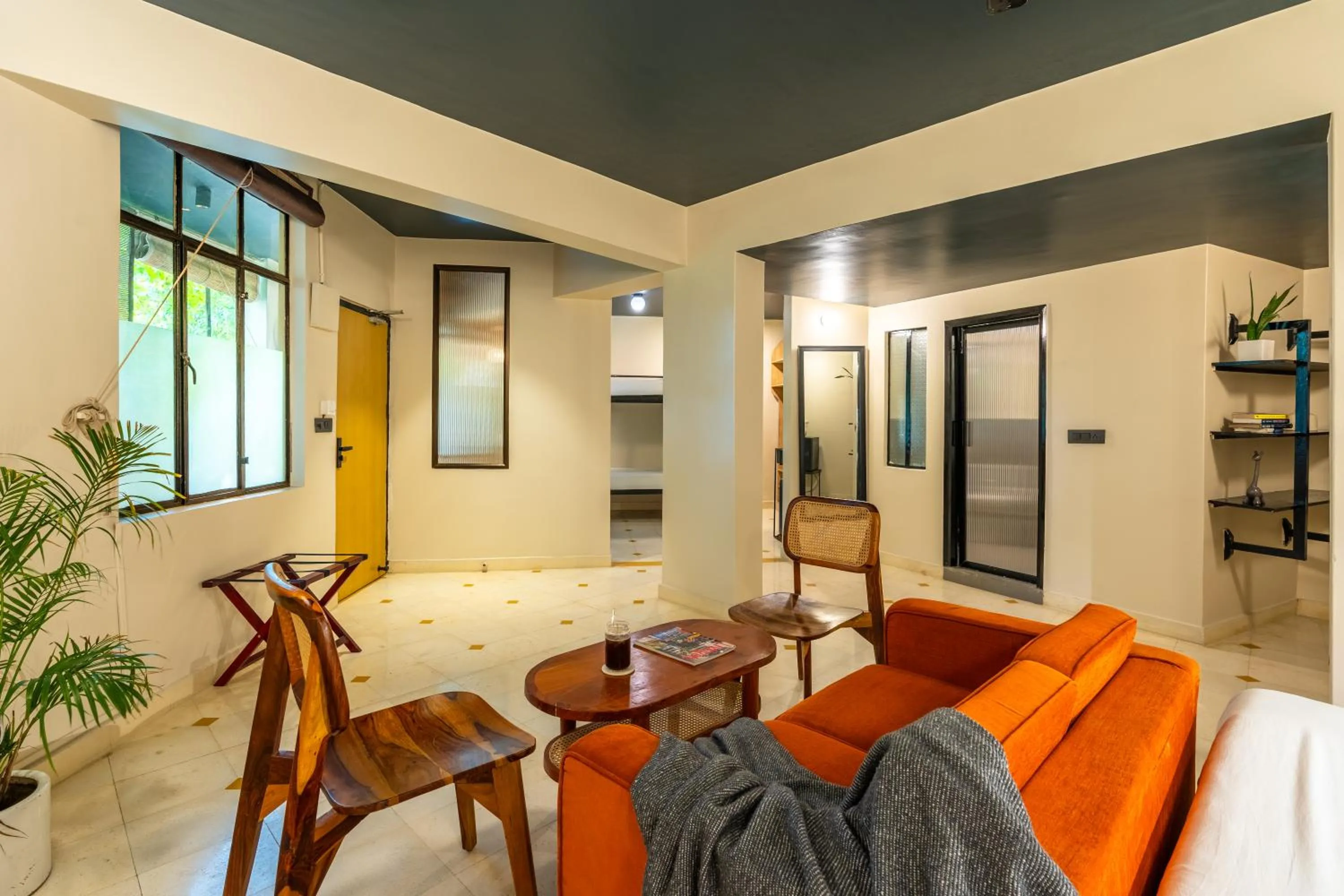 Seating area in Minimalist One Hauz Khas Village