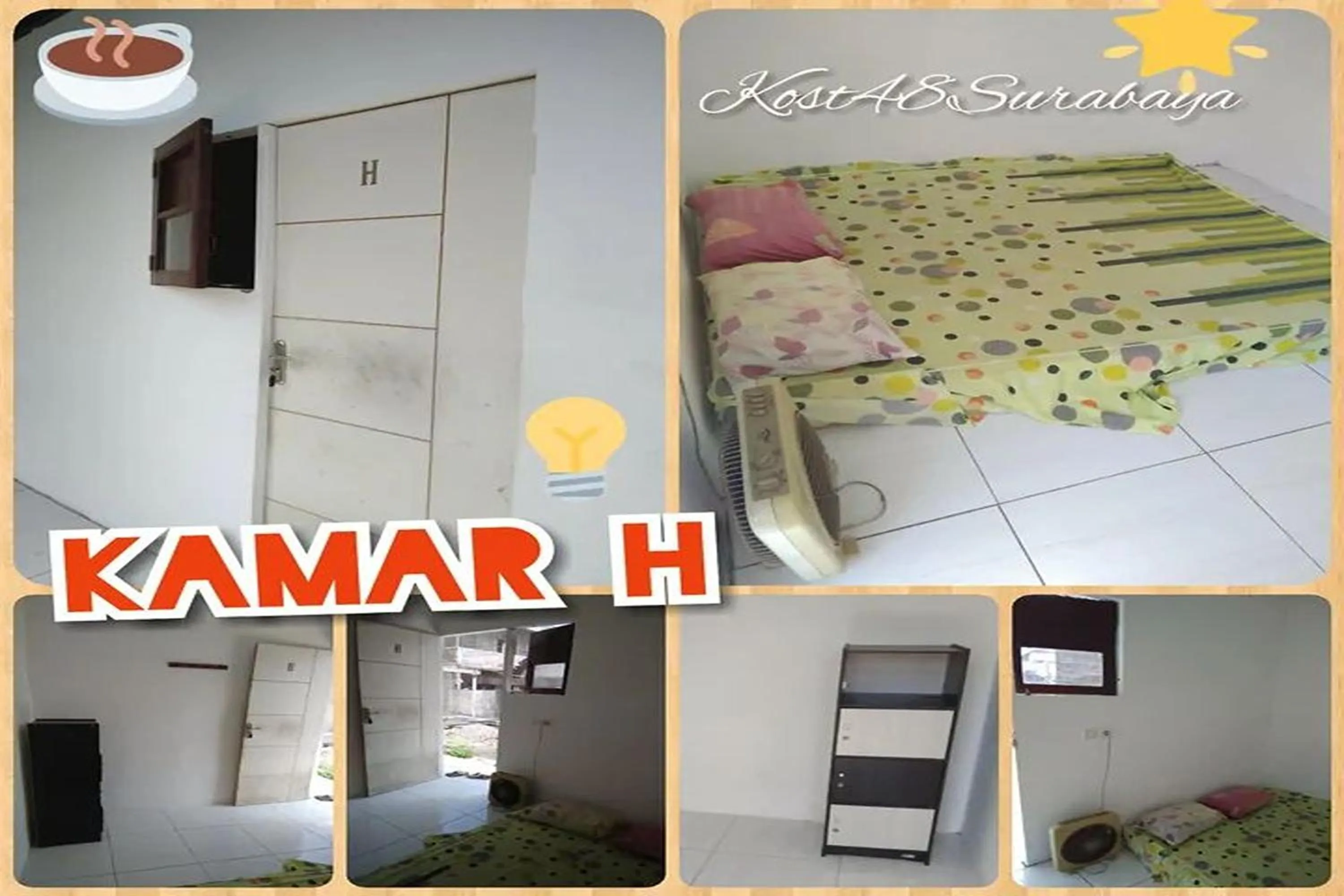 Text overlay, Bed in Kost 48 Surabaya